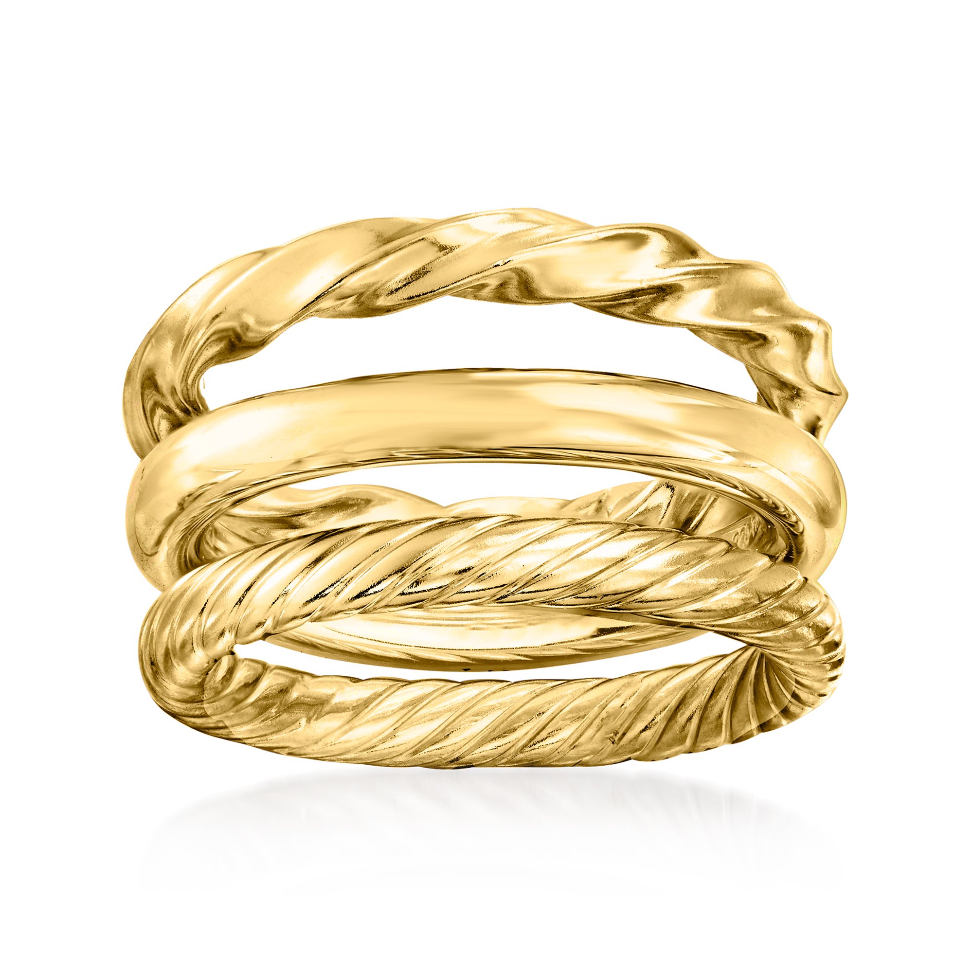 18kt Gold Over Sterling Jewelry Set: Three Polished Rings