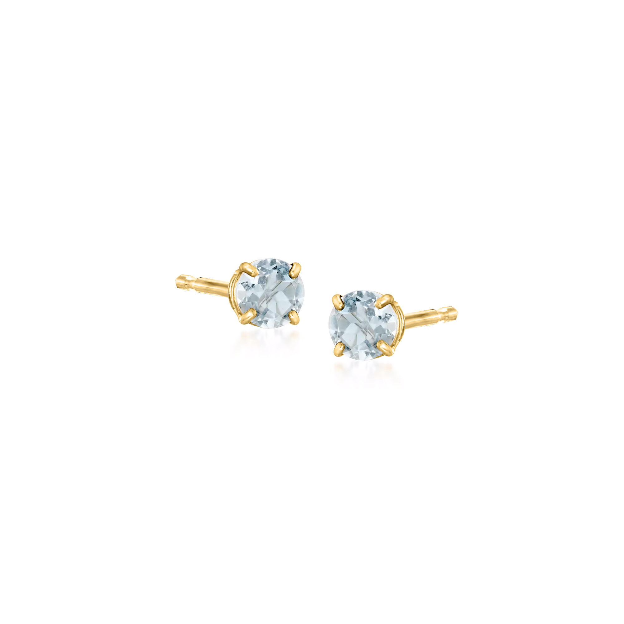 50 ct. t.w. Round Aquamarine Stud Earrings in 14kt Yellow Gold