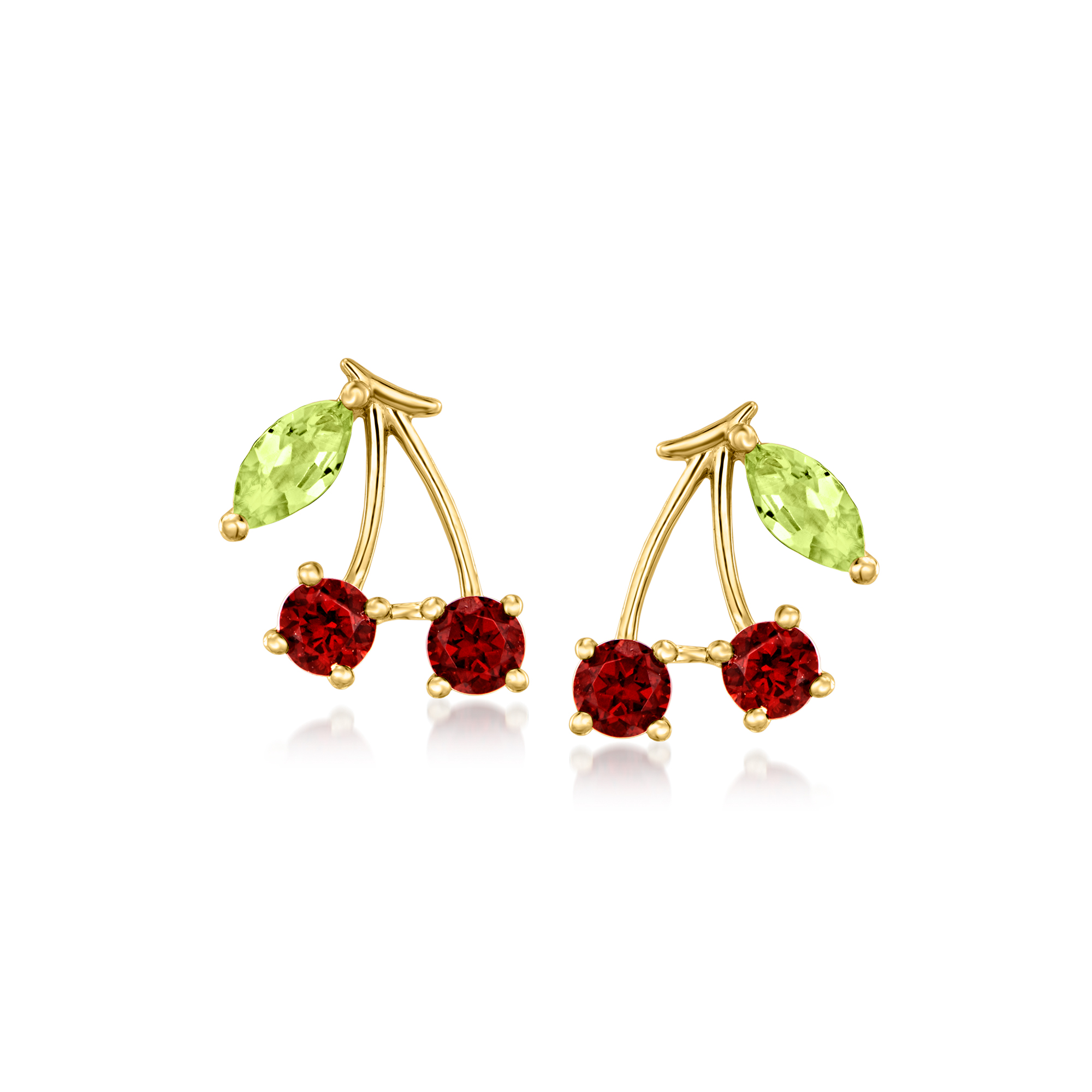 ※チョココロネSHIGEMORI Deluxe Stone Drive 50 ct. t.w. Garnet and .20 ct. t.w. Peridot Cherry Stud