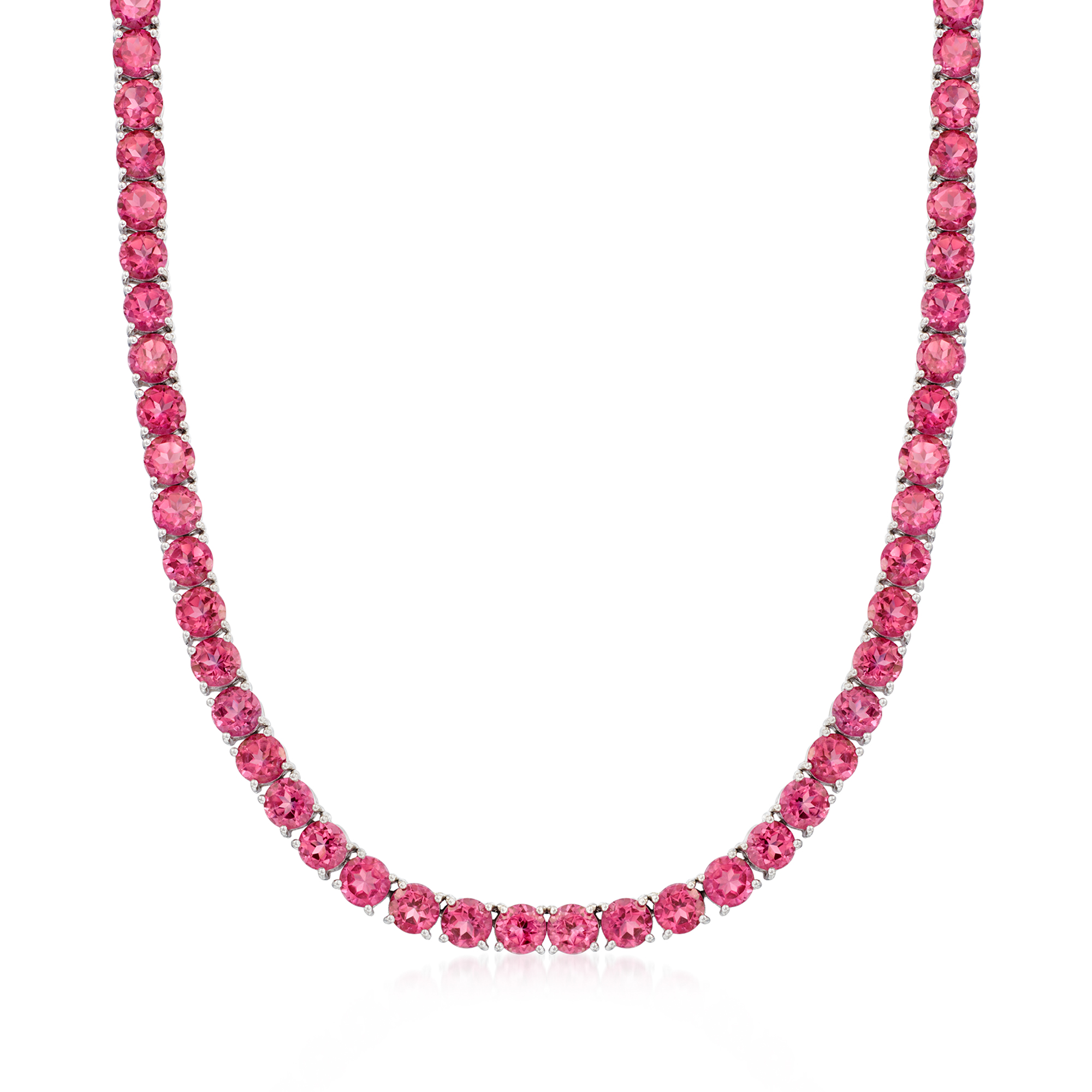 50.00 ct. t.w. Pink Topaz Tennis Necklace in Sterling Silver 50.00 ct. t.w. Pink Topaz Tennis Necklace in Sterling Silver