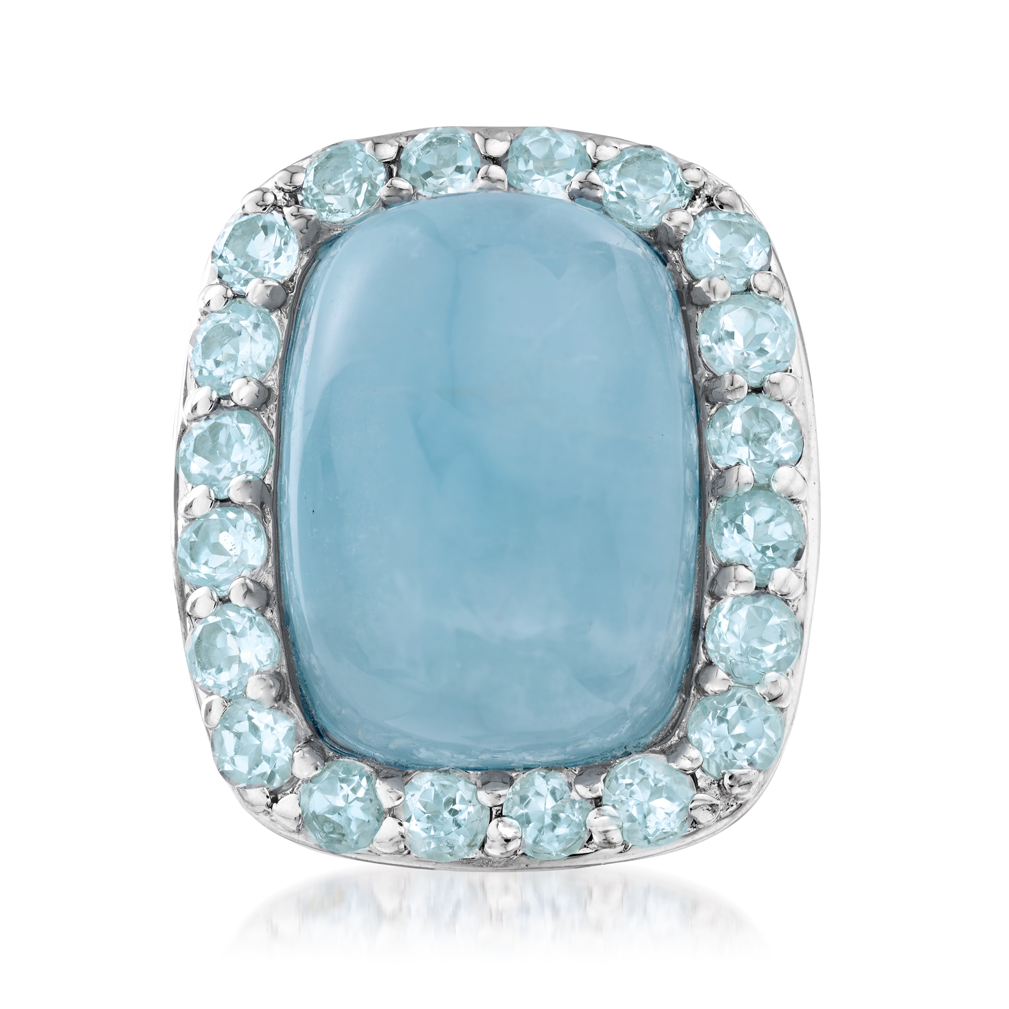 19.00 Carat Aquamarine and 2.60 ct. t.w. Sky Blue Topaz Ring