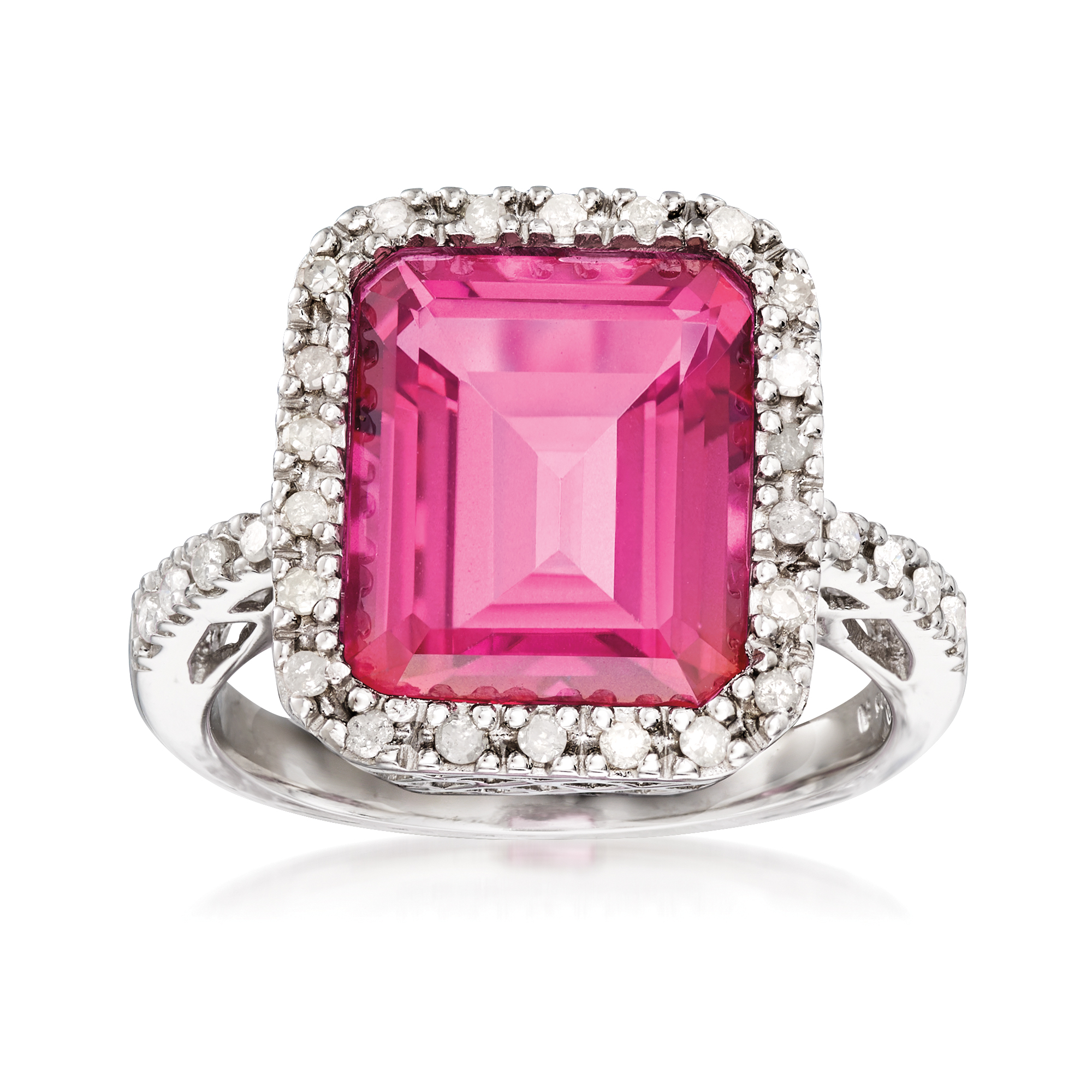 6.50 Carat Pink Topaz and .25 ct. t.w. Diamond Ring in