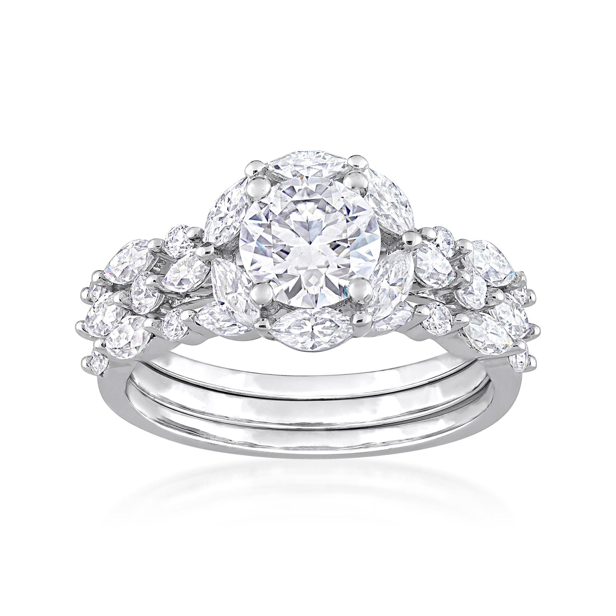 2.98 ct. t.w. Moissanite Bridal Set: Engagement and Wedding
