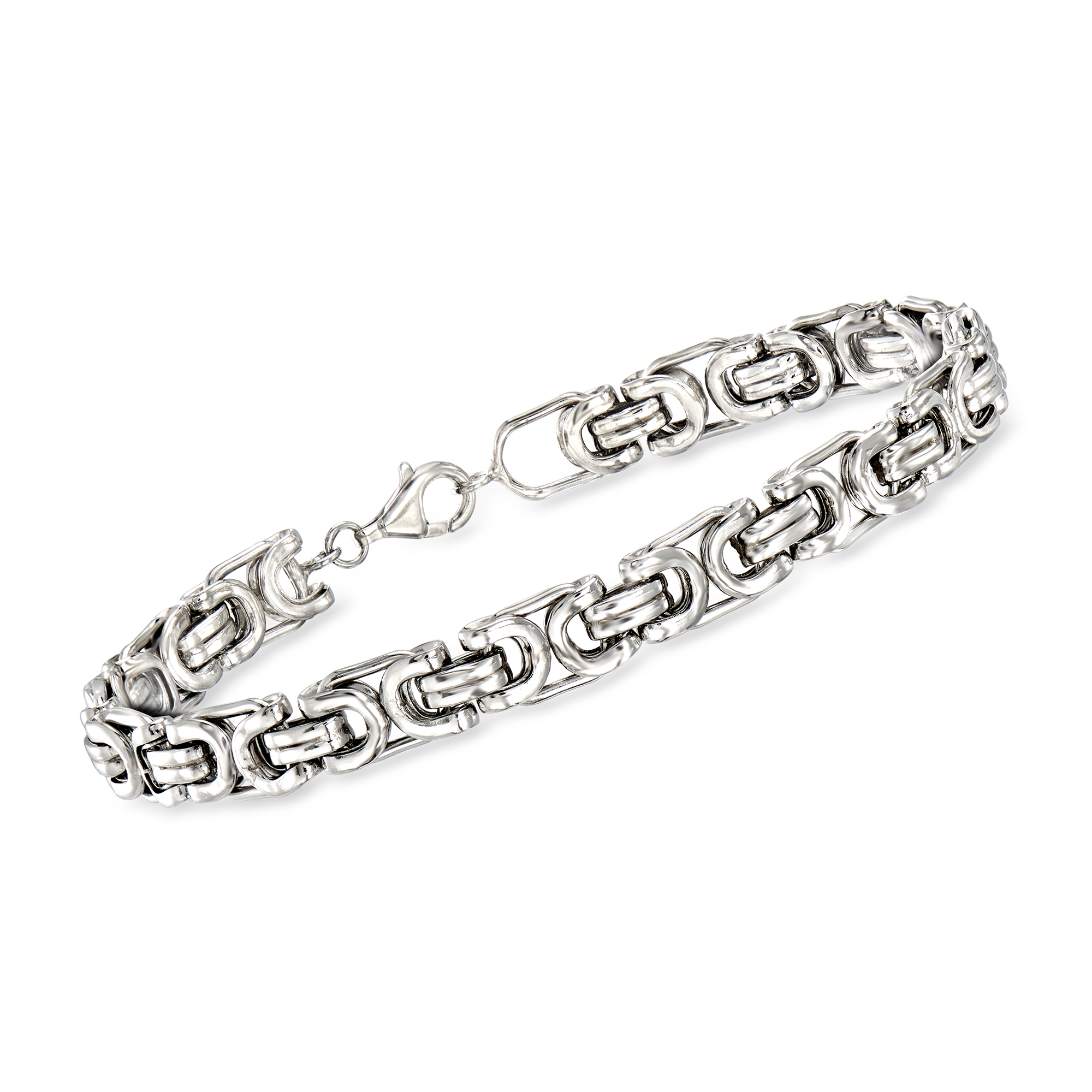 Men's Sterling Silver Byzantine Box Link Bracelet. 8.5"