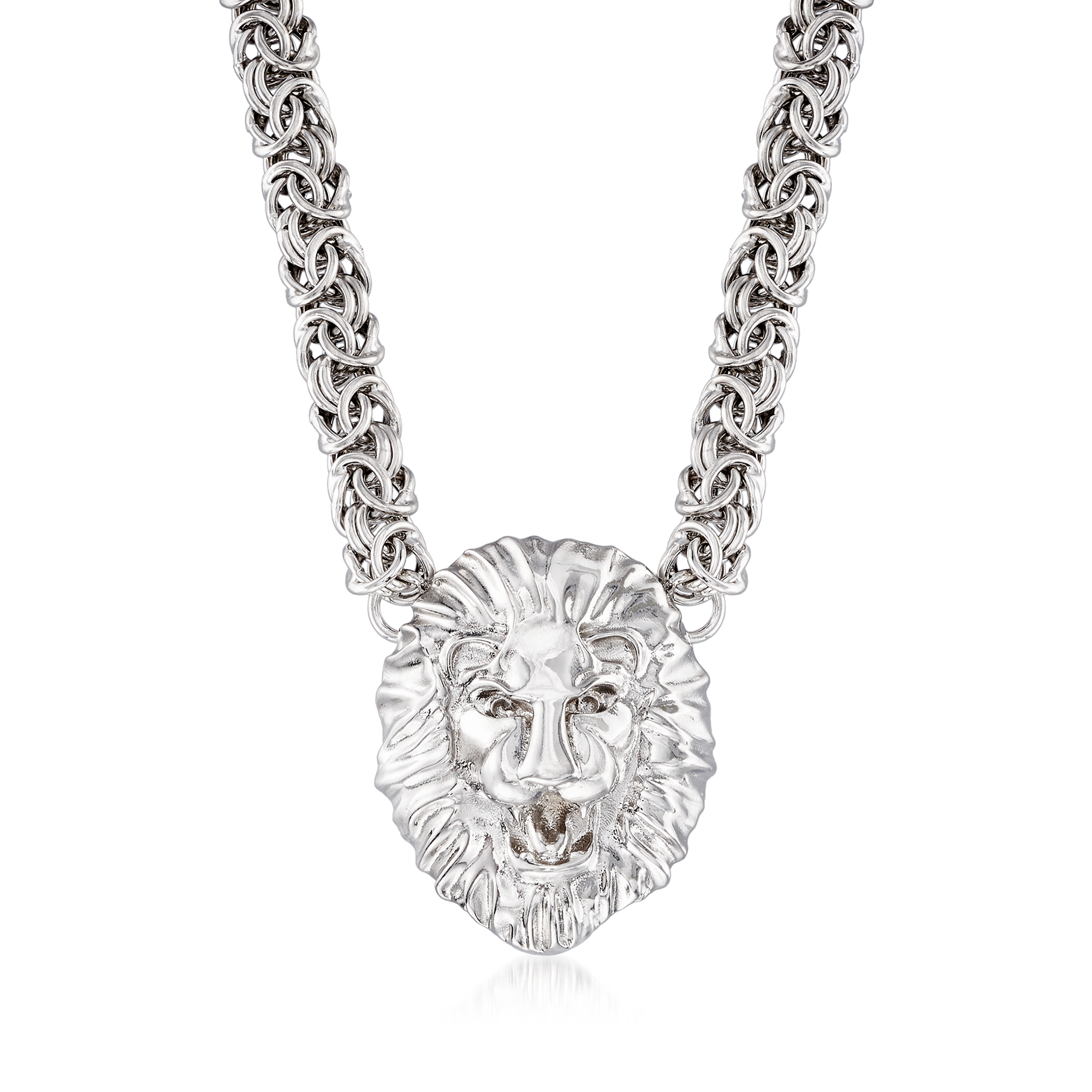 最新作 Silver Sterling Italian Byzantine Necklace Head Lion アクセサリー