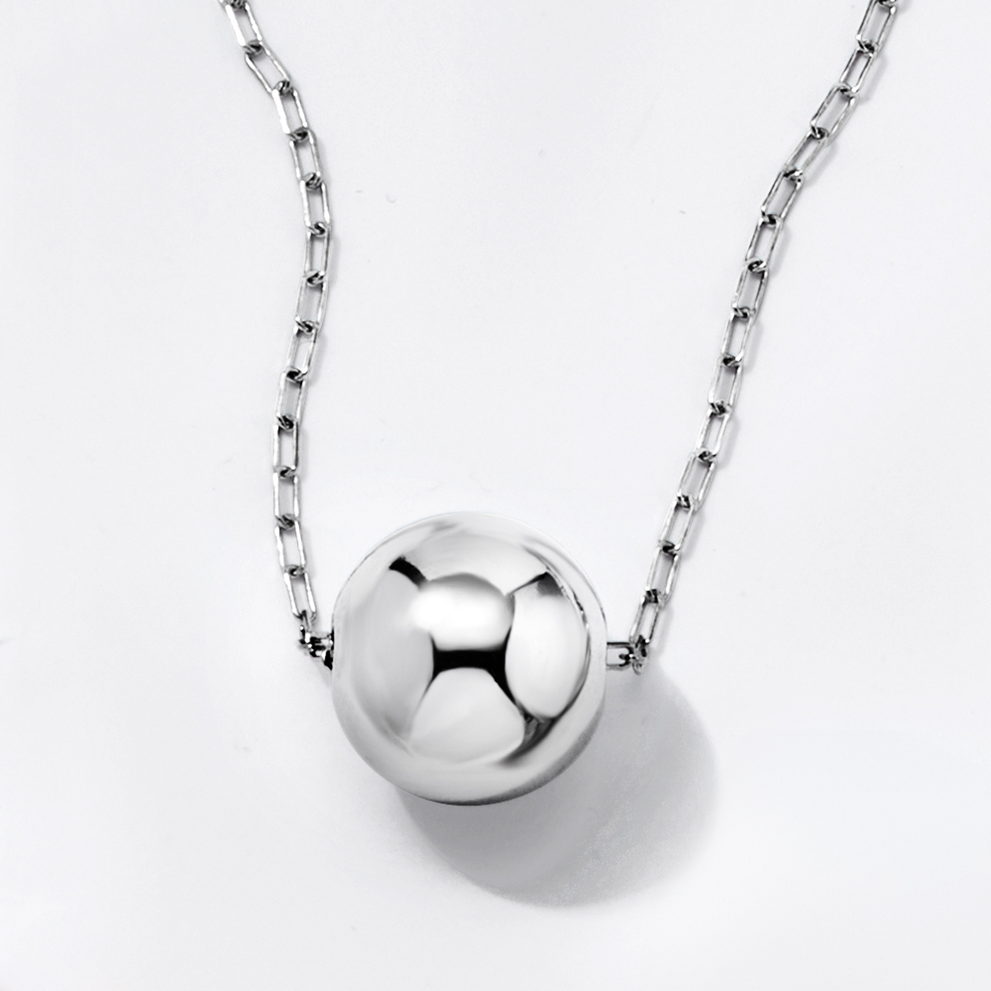 Ross-Simons Italian Sterling Silver Bead Paper Clip Link Necklace. 18 inches - Picture 3 of 4