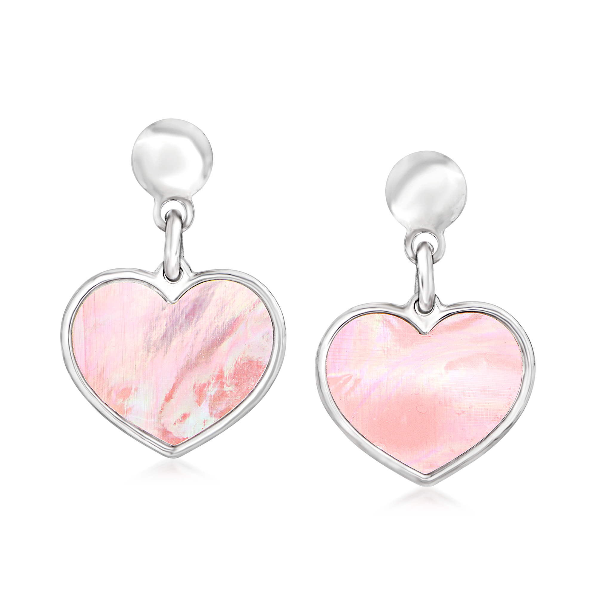 Ross-Simons Italian Pink Mother-of-Pearl Heart Drop Earrings