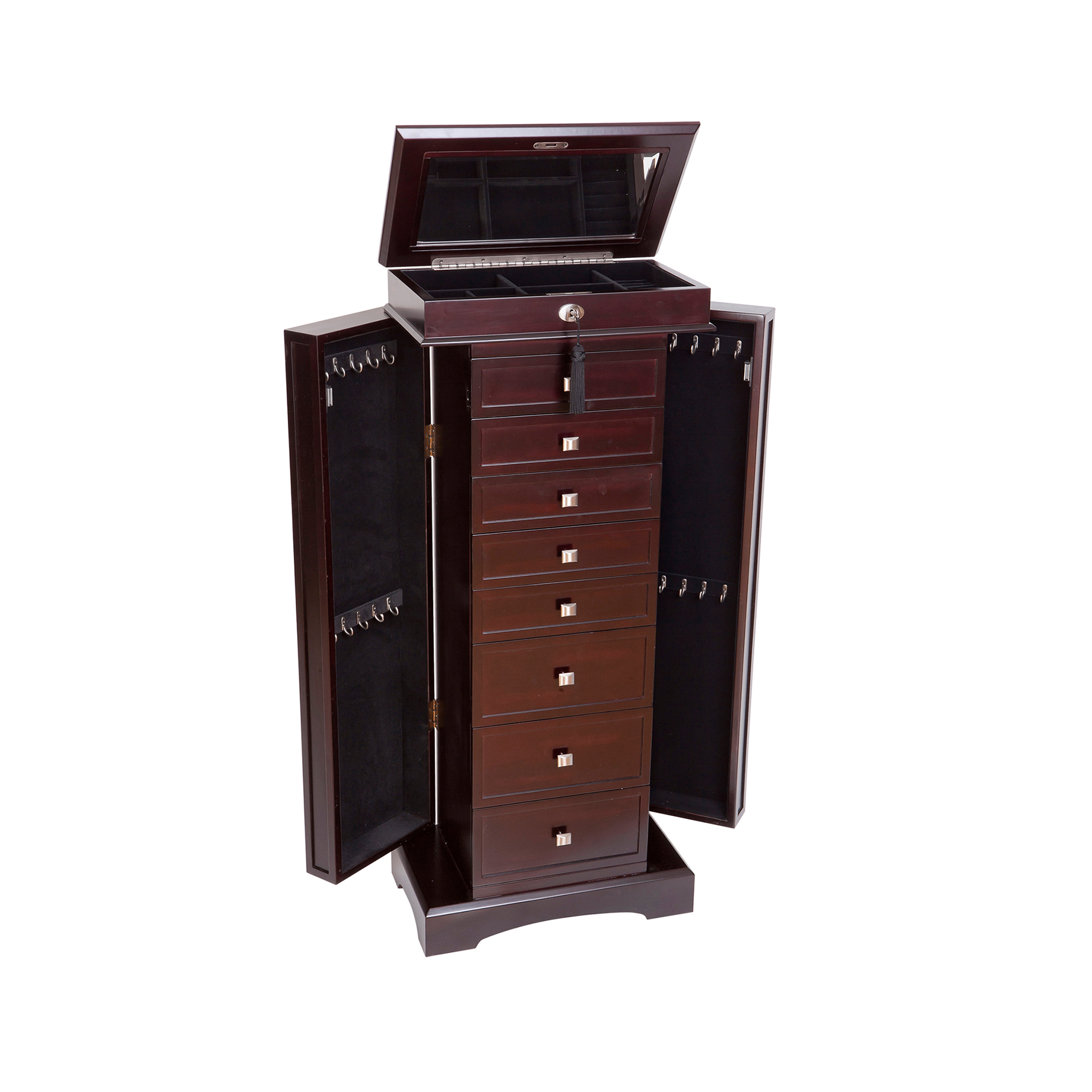 Mele Co Olympia Dark Walnut-Finish Jewelry Armoire 1895$