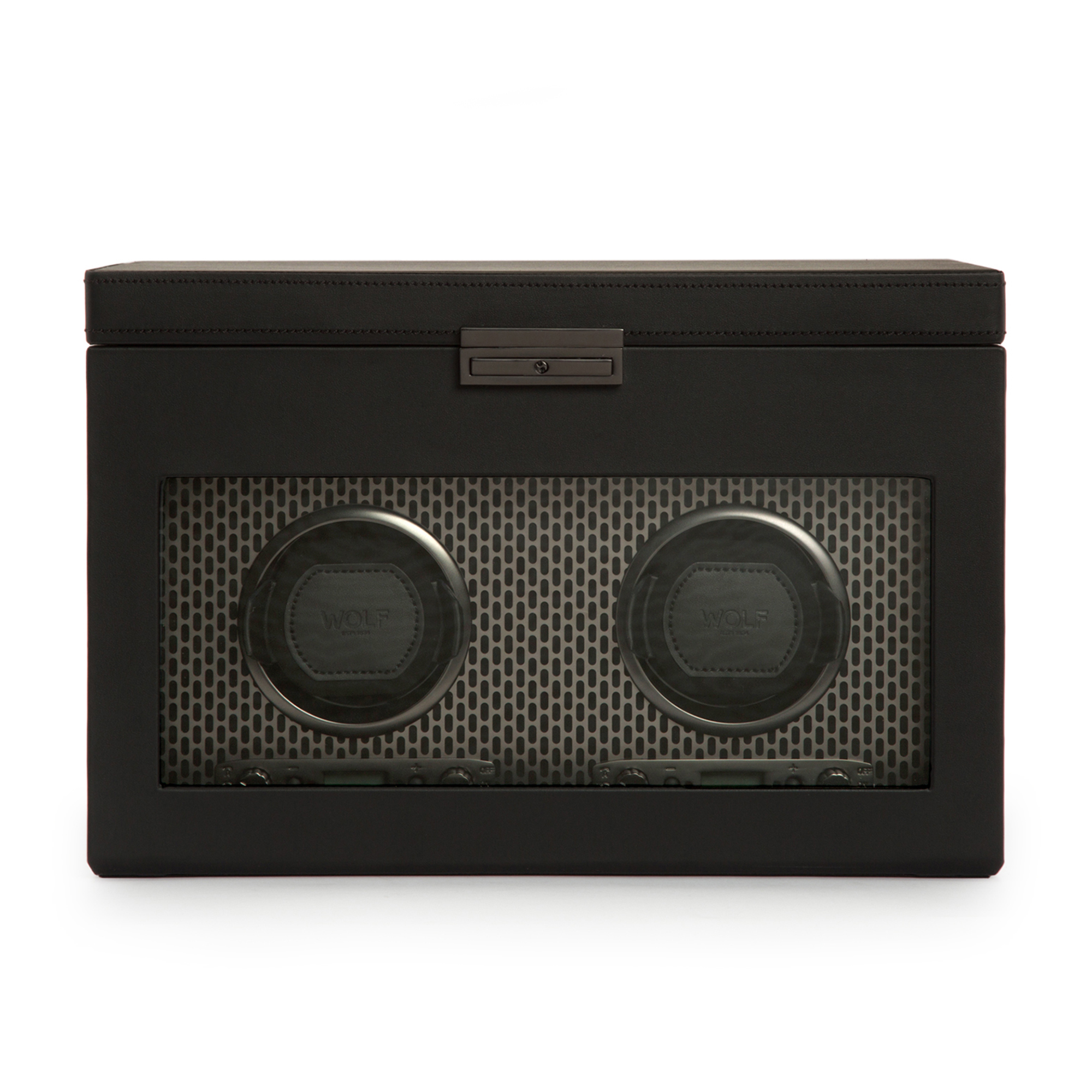 WOLF Axis Powder-Coated Steel Two-Module Watch Winder with Storage 1775$