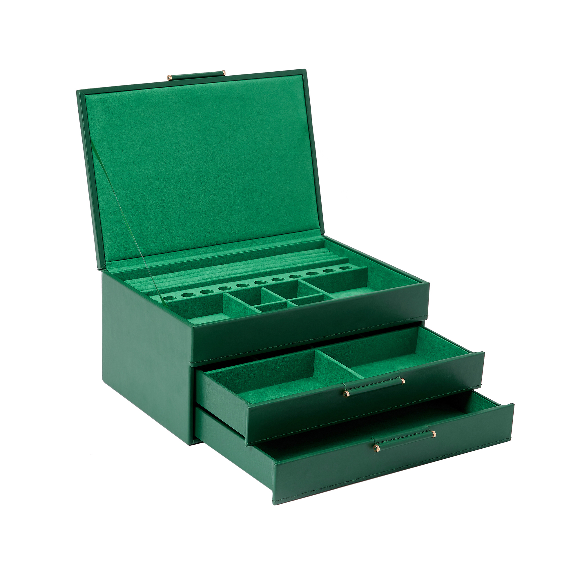 WOLF Sophia Forest Green Leather Jewelry Box 355$