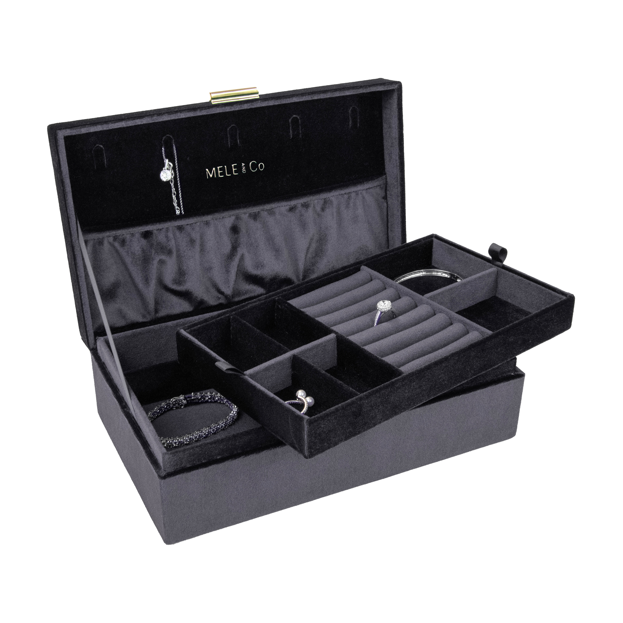Mele Co Jewel Onyx Black Velvet Jewelry Box 139$