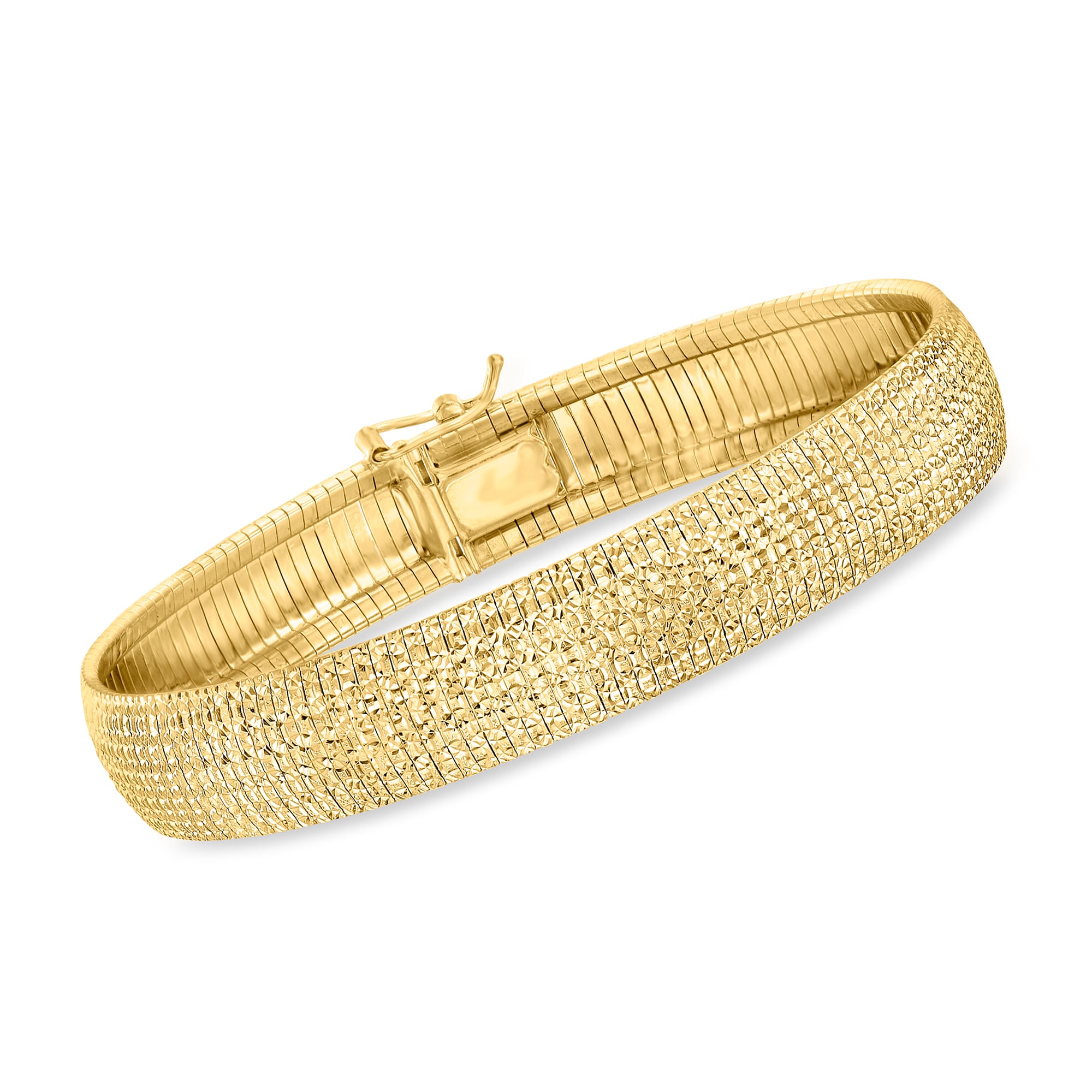 product photo of Italian 18kt Gold Over Sterling Textured and Polished Omega Bracelet