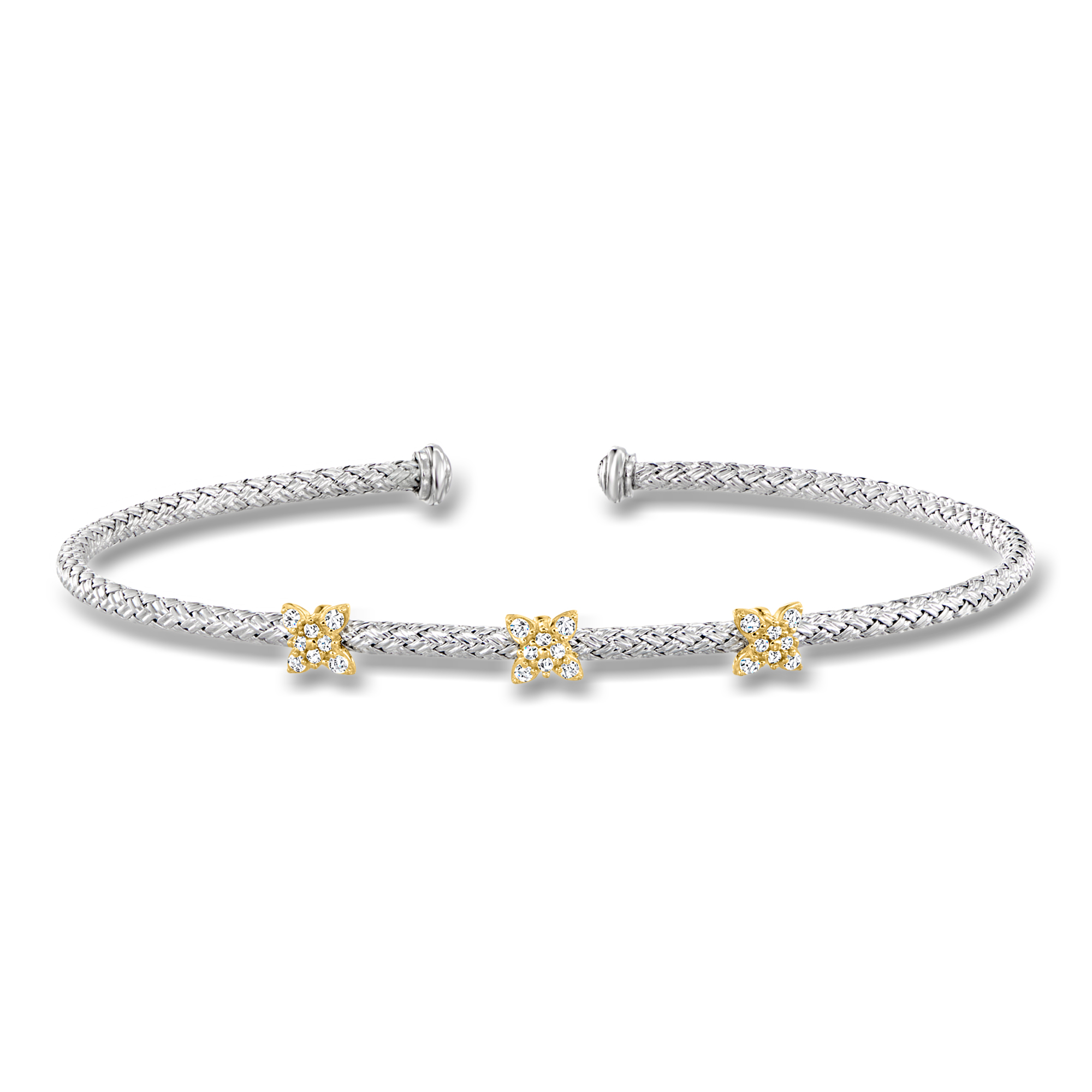 Charles Garnier 10 ct tw CZ Butterfly Station Cuff Bracelet in Sterling Silver and 18kt Gold Over Sterling 100$