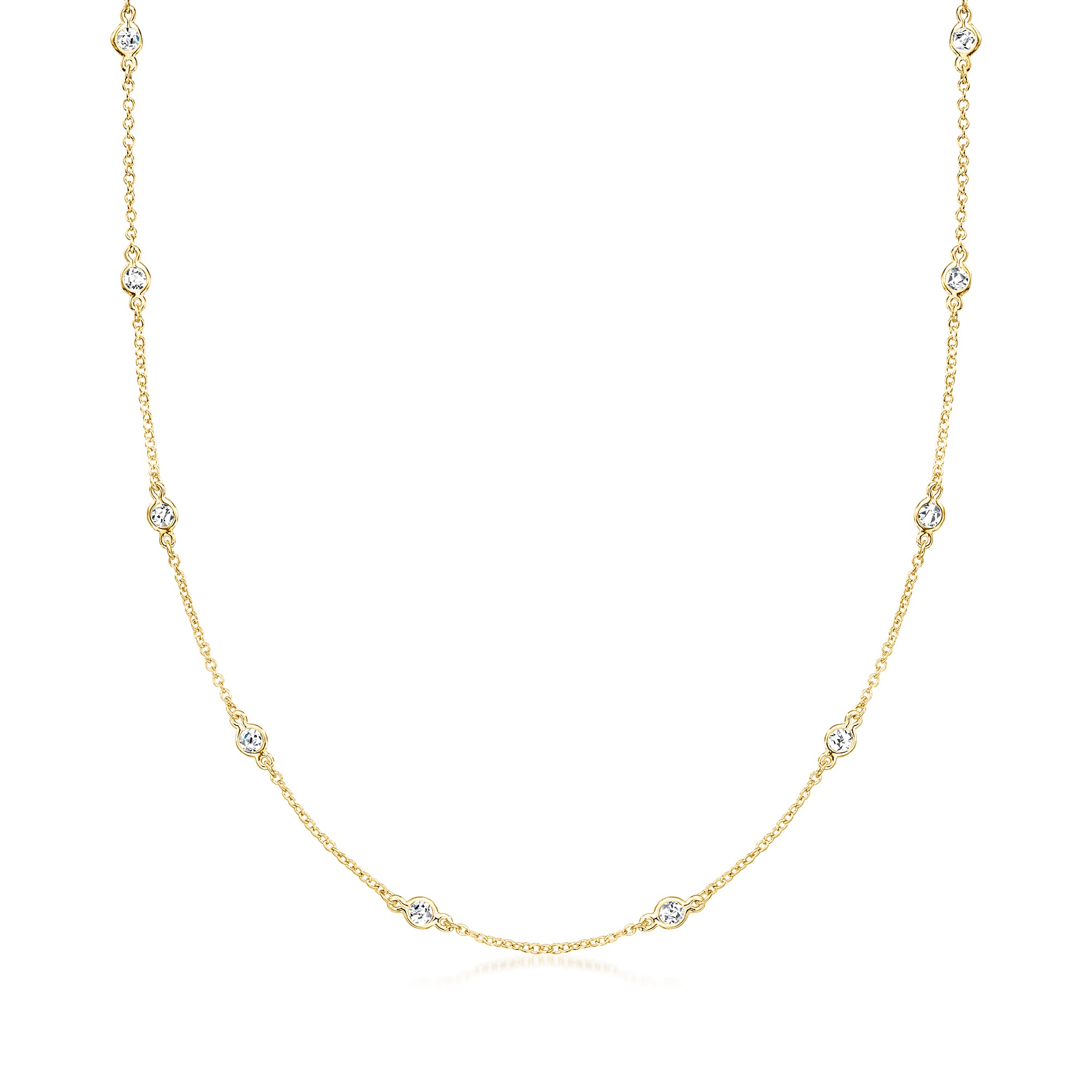 product photo of 1.00 ct. t.w. Bezel-Set CZ Station Necklace in 18kt Gold Over Sterling