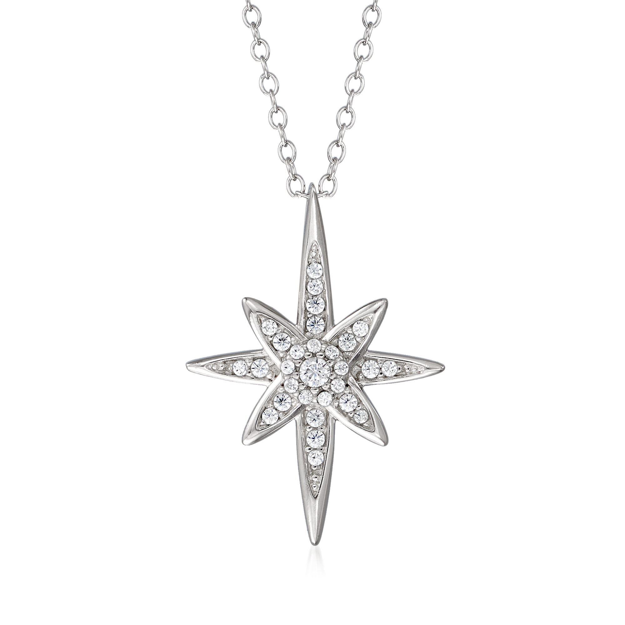 33 ct. t.w. CZ North Star Pendant Necklace in Sterling Silver