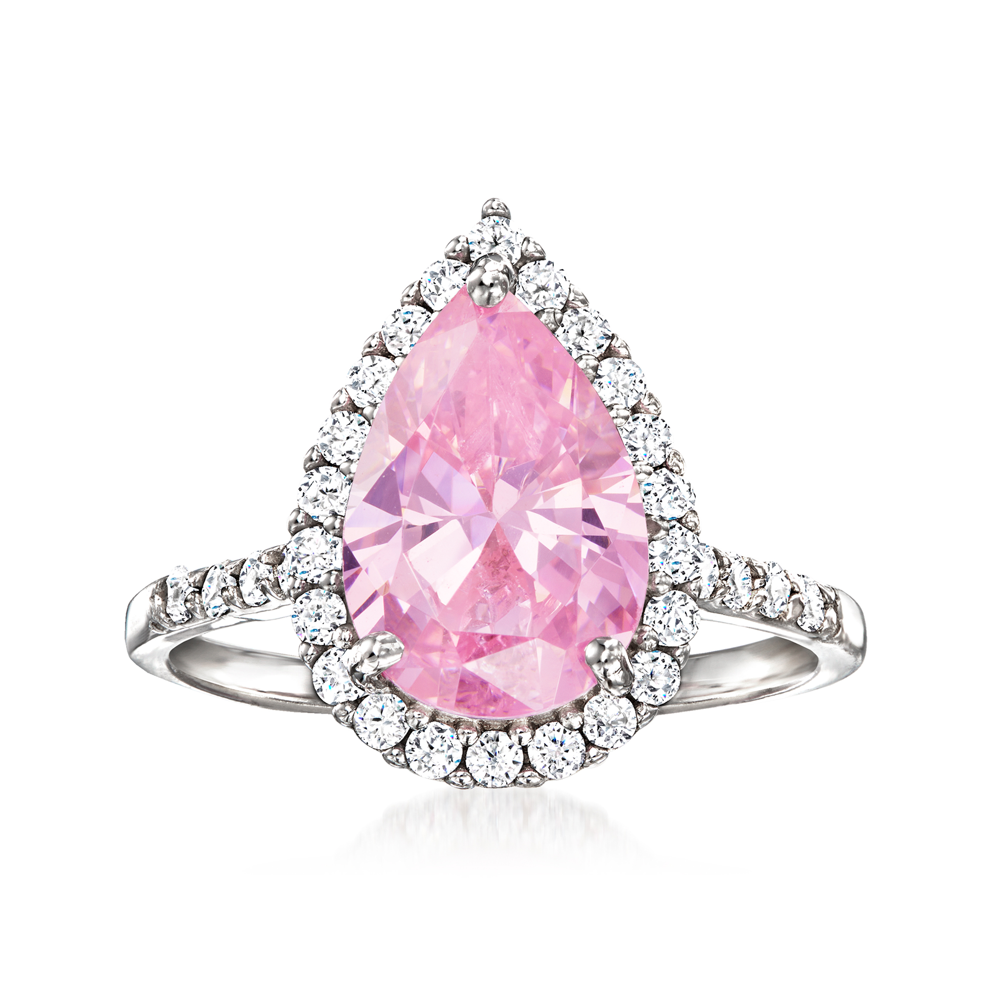 2.00 Carat Simulated Pink Sapphire and .40 ct. t.w. CZ Ring in