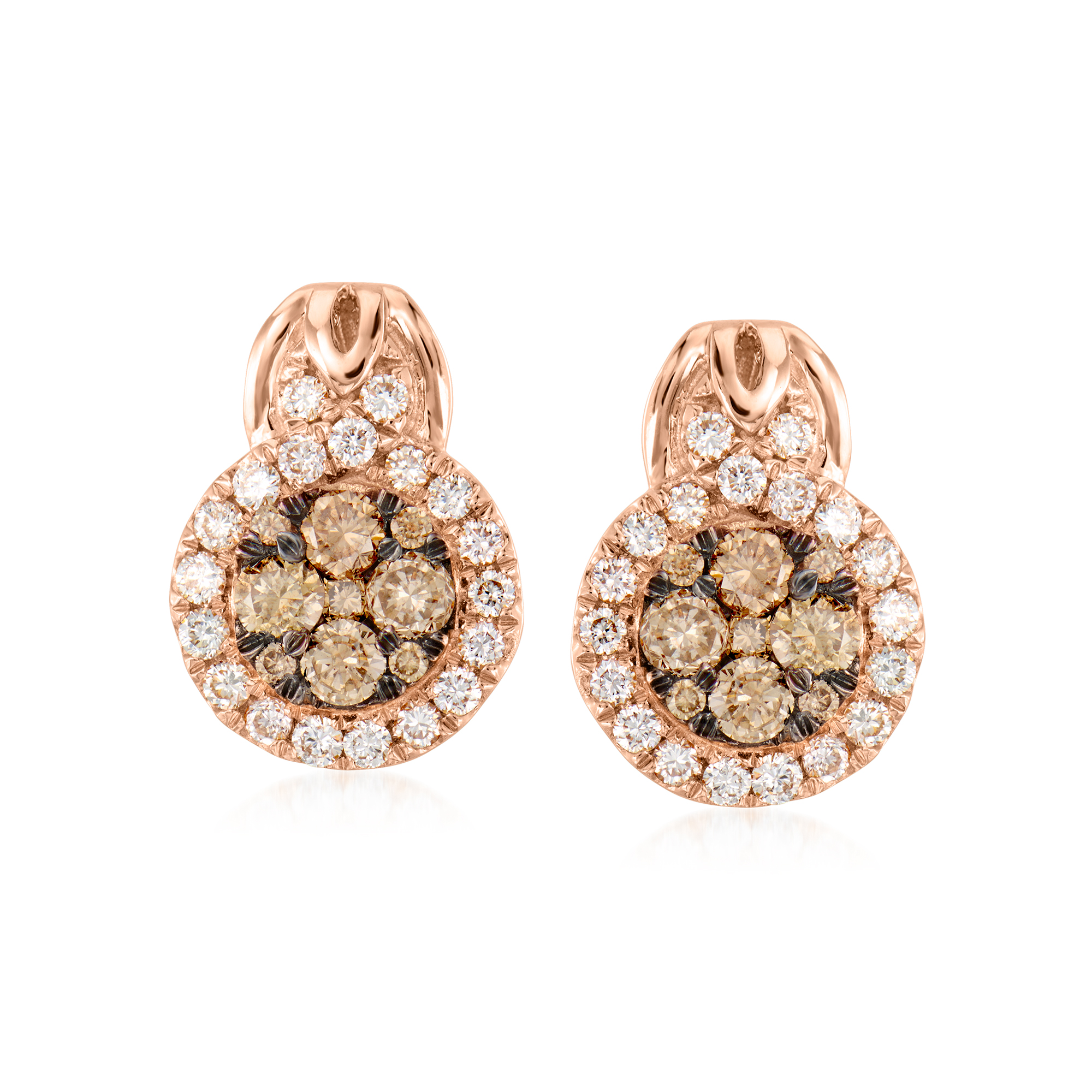 Le Vian Chocolatier 132 ct tw Chocolate and Vanilla Diamond Earrings in 14kt Strawberry Gold 4295$