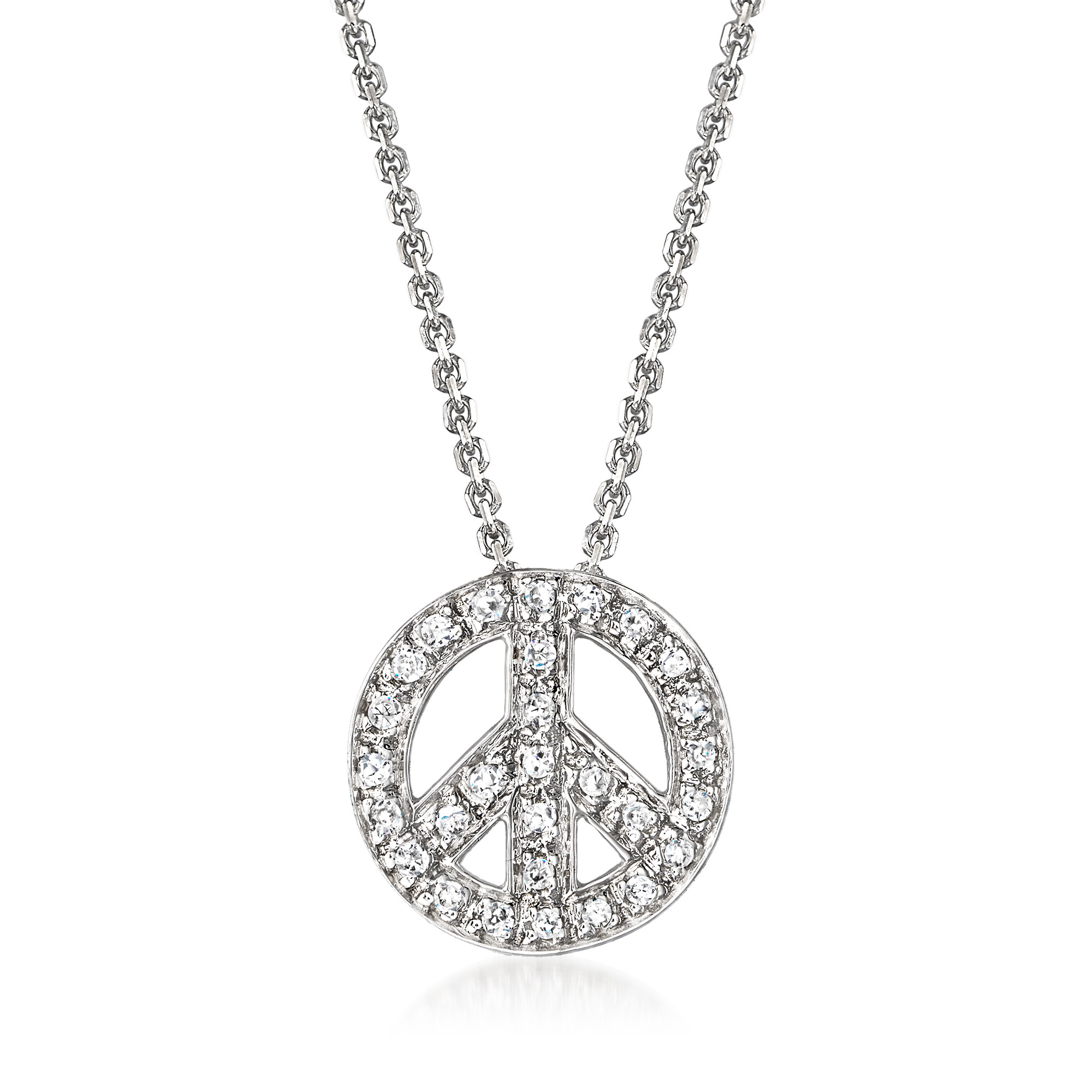 アクセサリー PEACE 10 ct. t.w. Diamond Peace Sign Pendant Necklace in 14kt White Gold