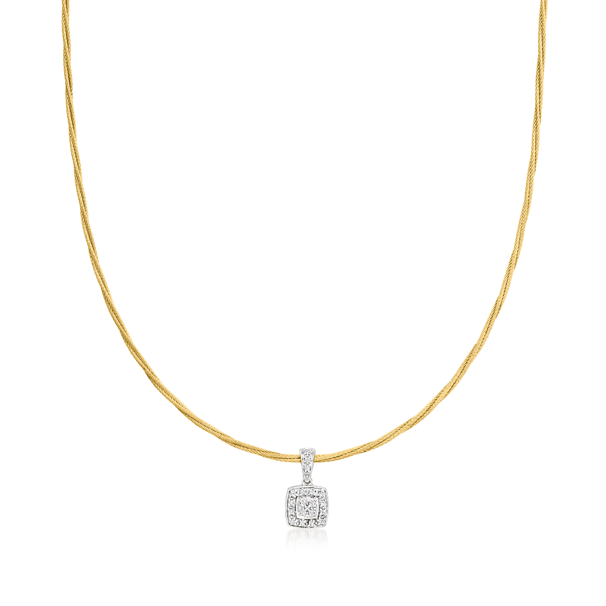 ALOR 16 ct tw Diamond and Yellow Stainless Steel Cable Necklace with 14kt White Gold 699$