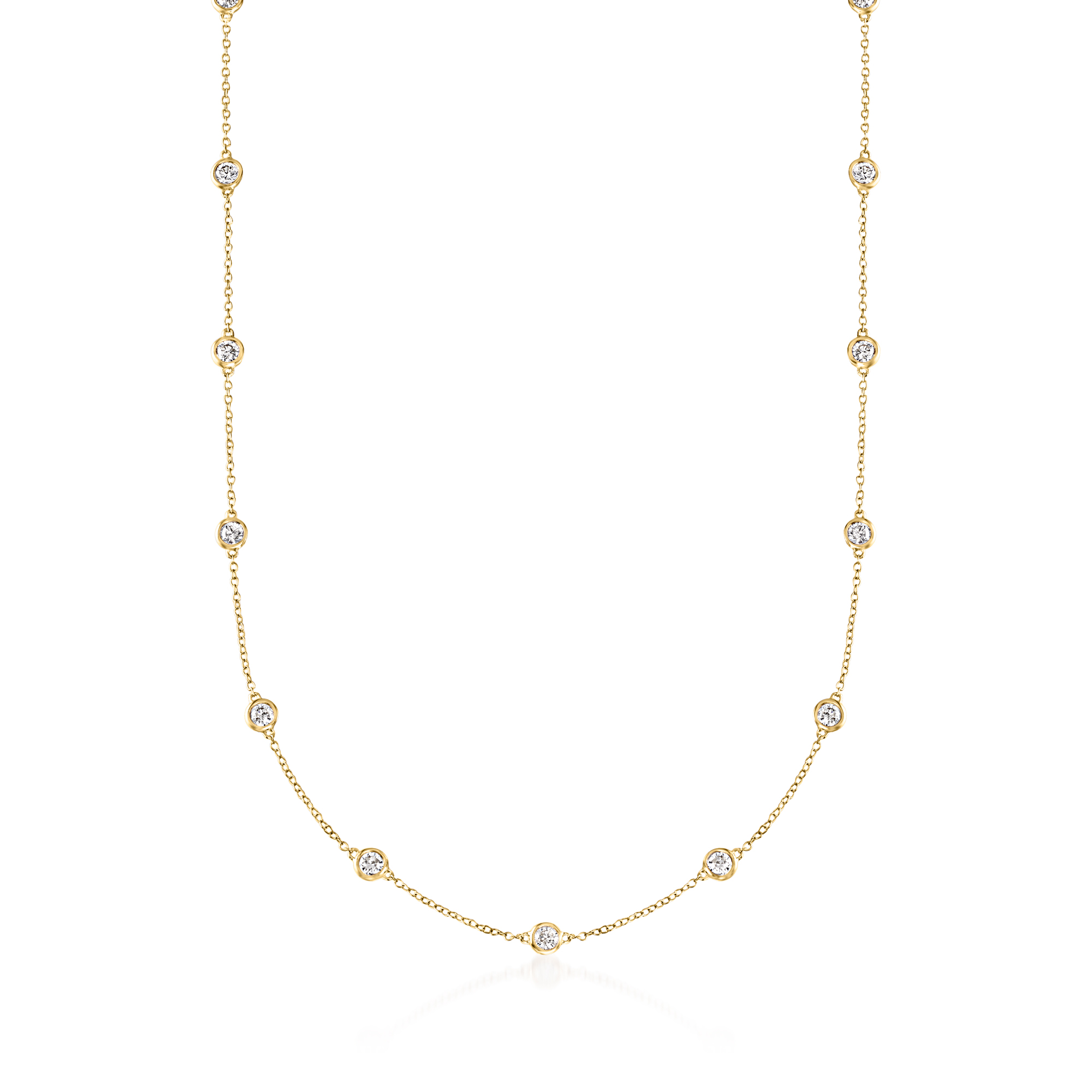 2.00 ct. t.w. Bezel-Set Diamond Station Necklace in 14kt Yellow