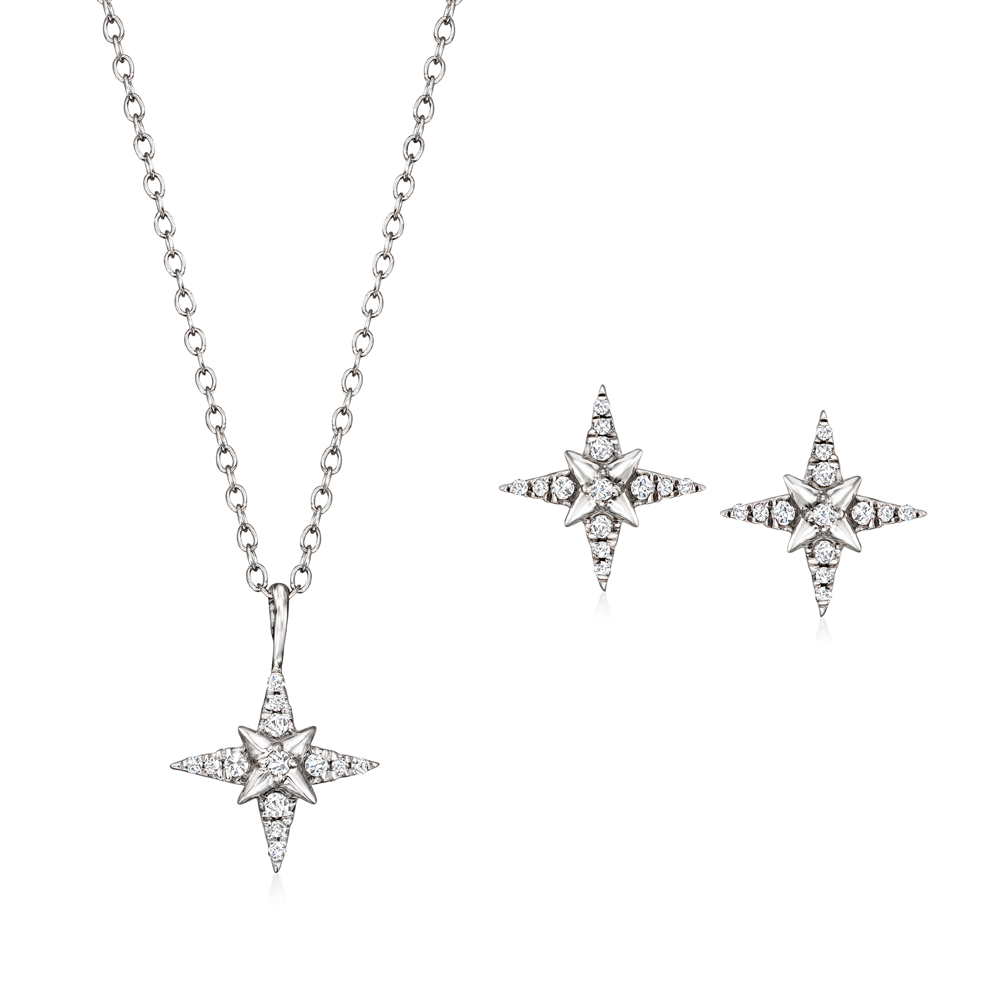25 ct. t.w. Diamond North Star Jewelry Set: Earrings and Pendant