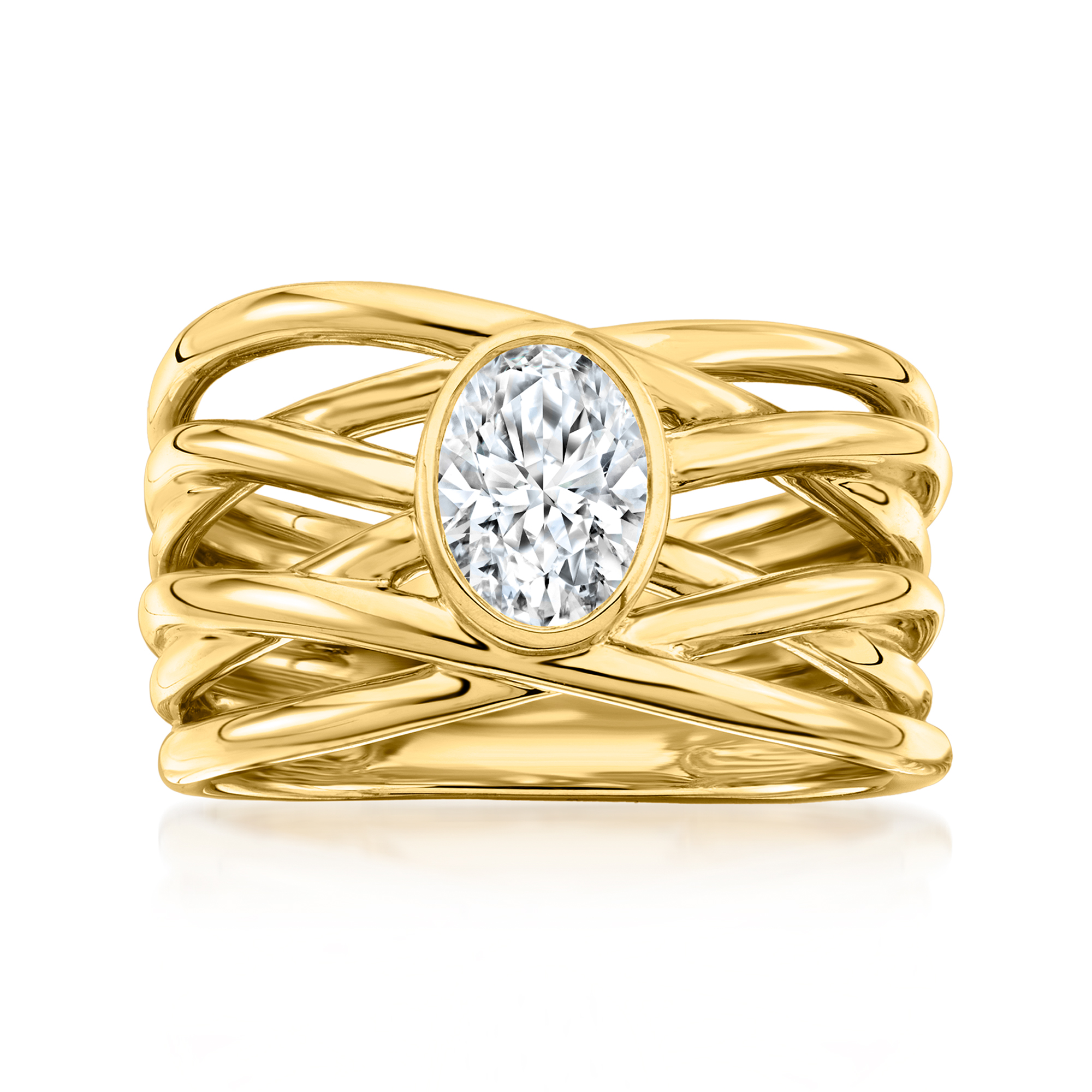 その他 DiamondMoon 75 Carat Bezel-Set Lab-Grown Diamond Multi-Row Ring in 18kt Gold