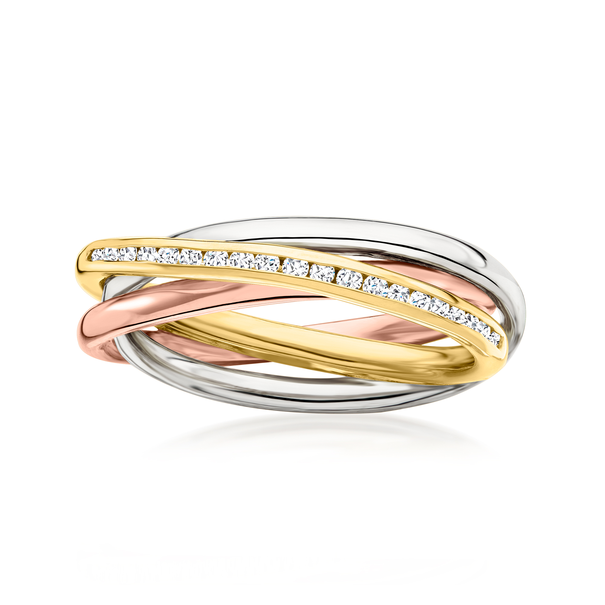 20 ct. t.w. Diamond Multi-Row Ring in Tri-Colored Sterling Silver