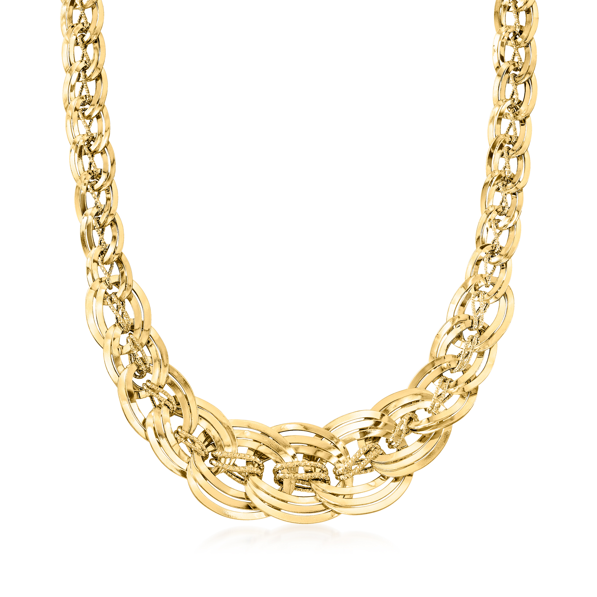 Italian 18kt Yellow Gold Interlocking-Link Necklace | Ross Simons