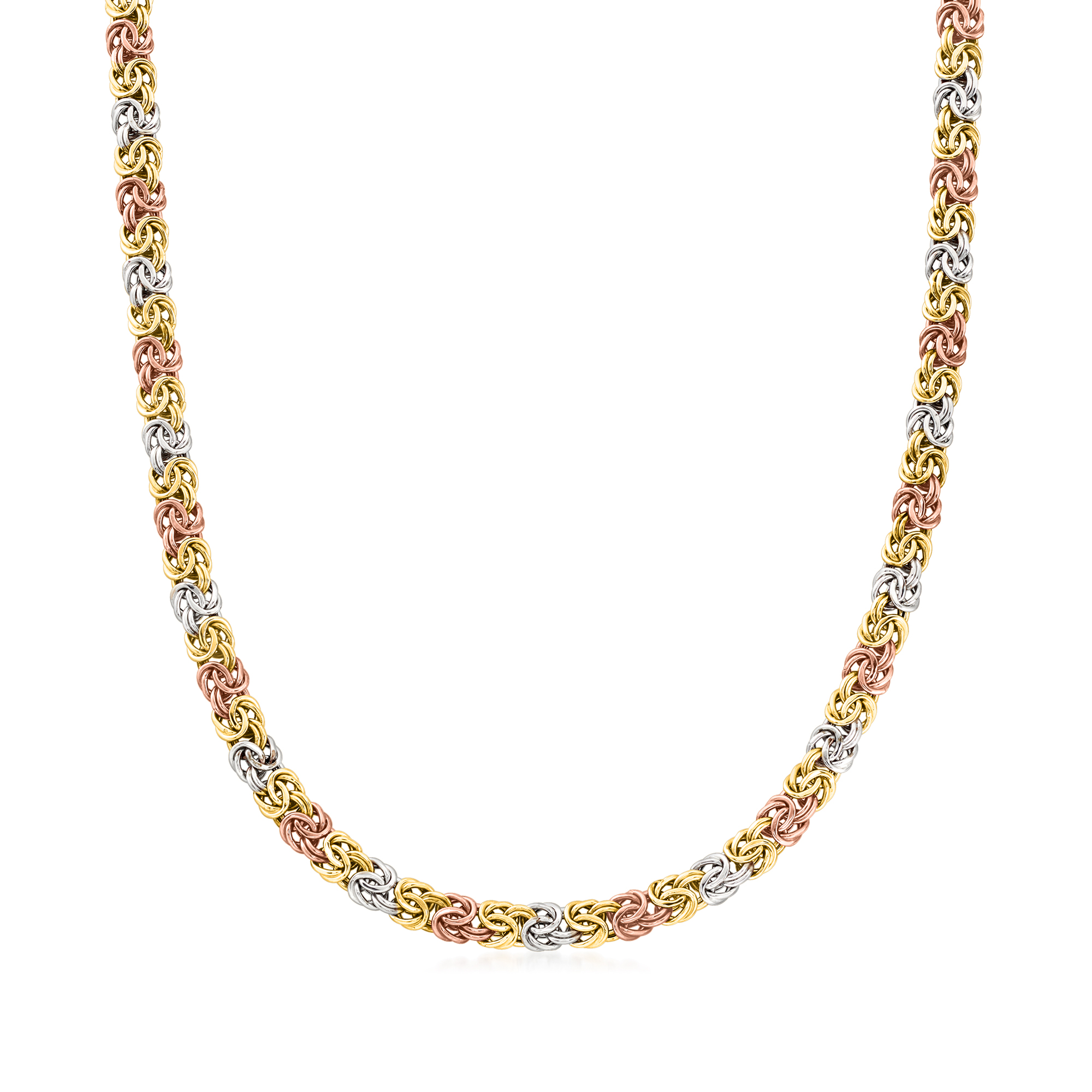 14kt Tri-Colored Gold Byzantine Necklace | Ross Simons