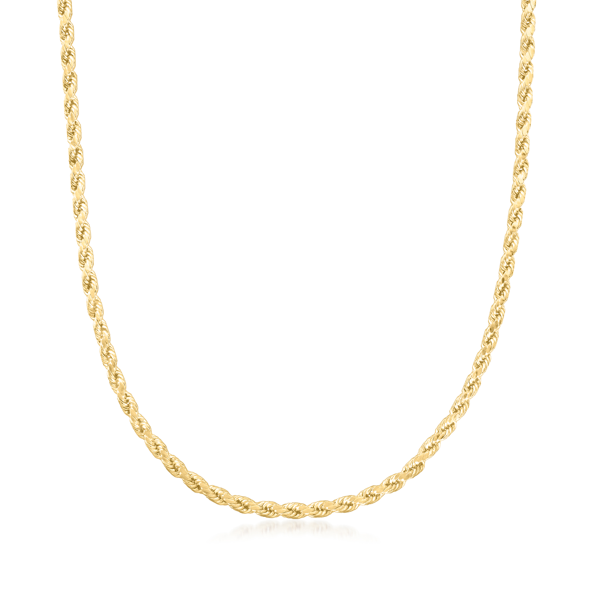 Men's 4mm 10kt Yellow Gold Rope-Chain Necklace. 22