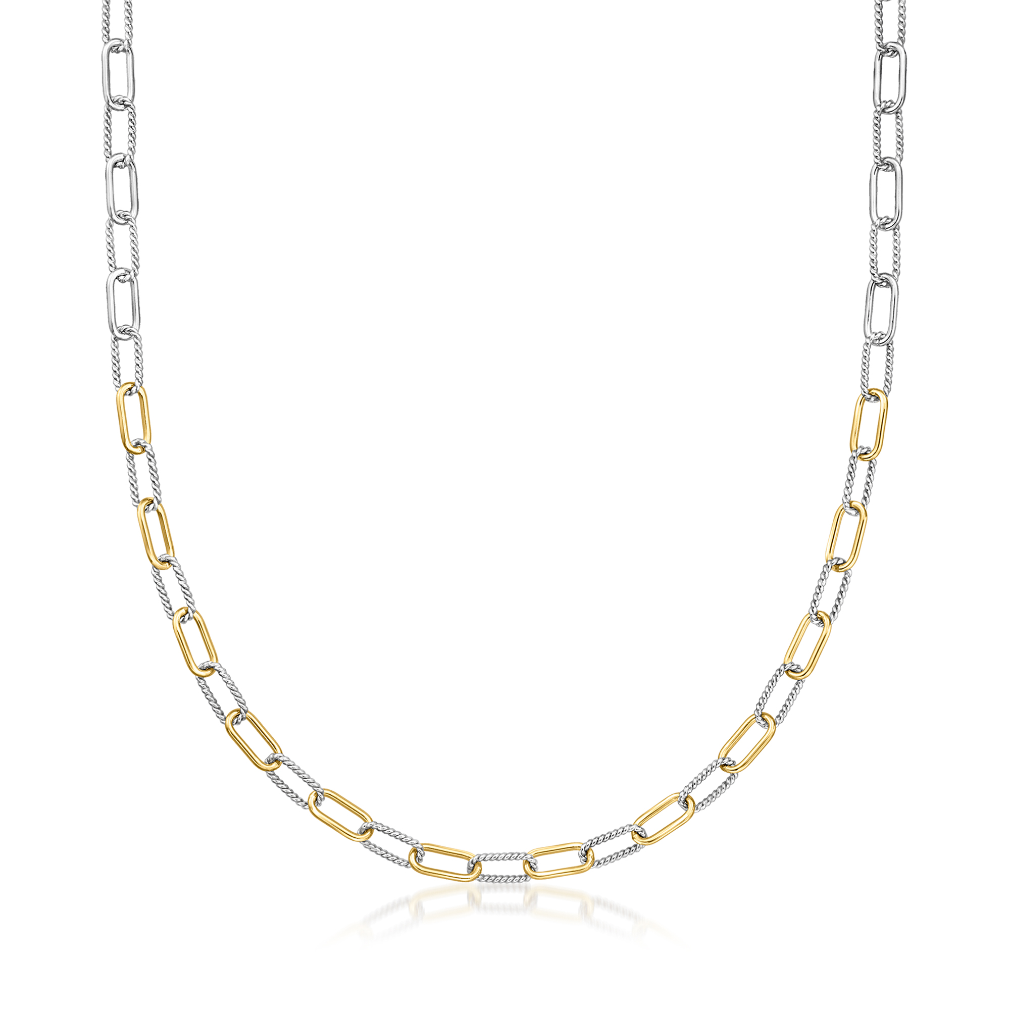 18kt Gold Over Sterling and Sterling Silver Twisted Paper Clip