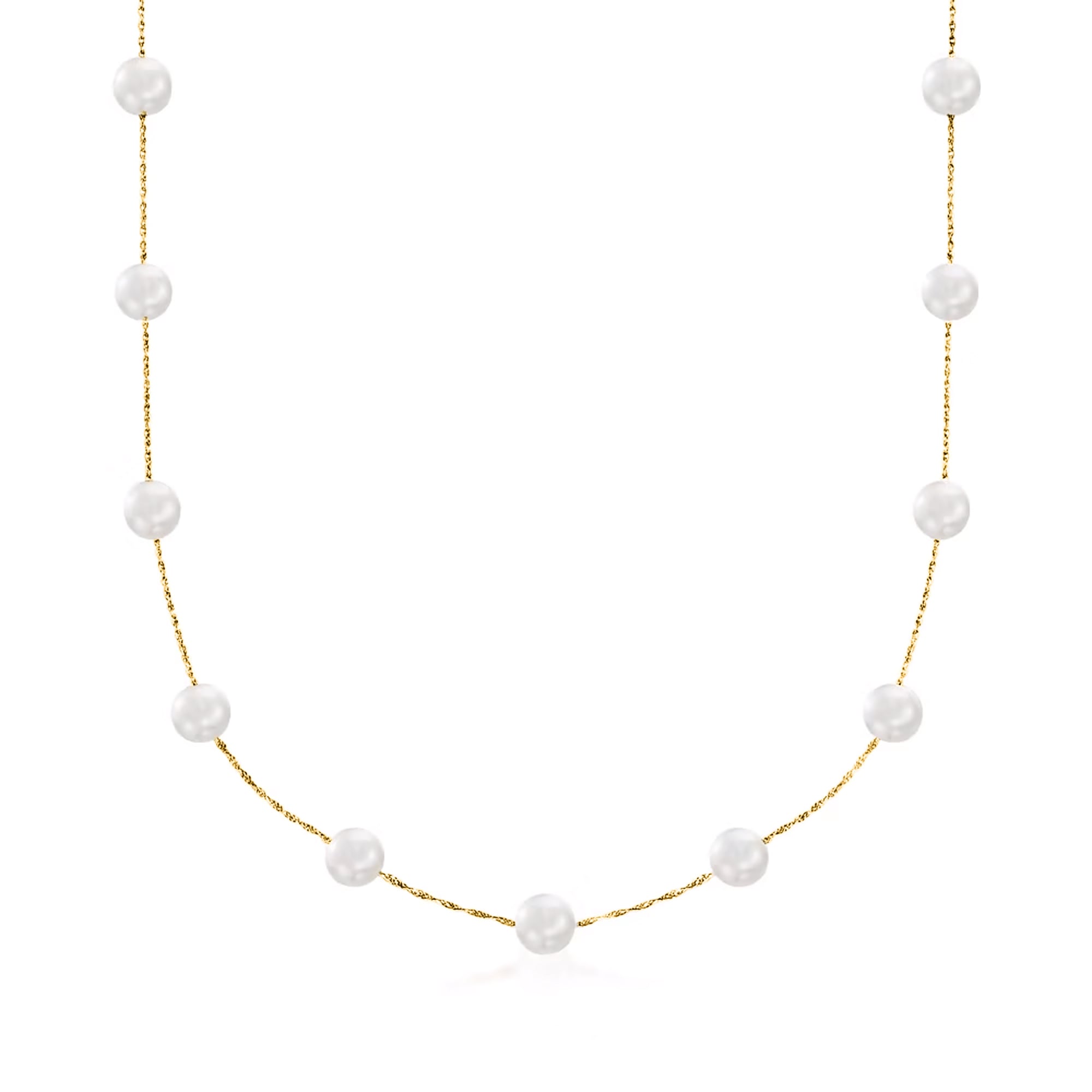 product photo of 6-6.5mm Cultured Pearl Station Necklace in 14kt Yellow Gold