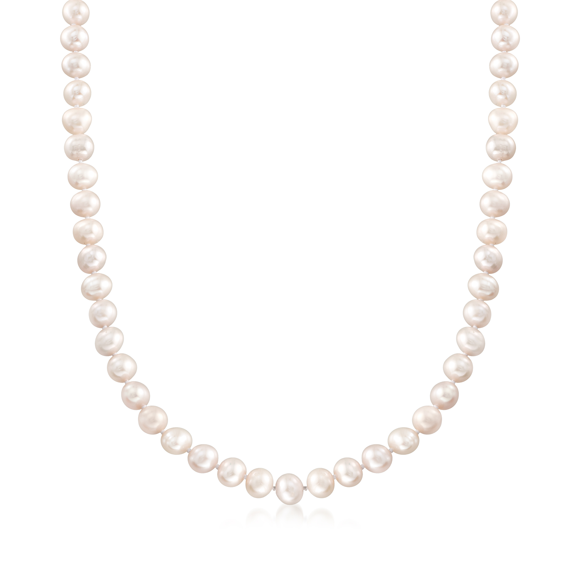 7-8mm Cultured Pearl Necklace with Sterling Silver | Ross Simons
