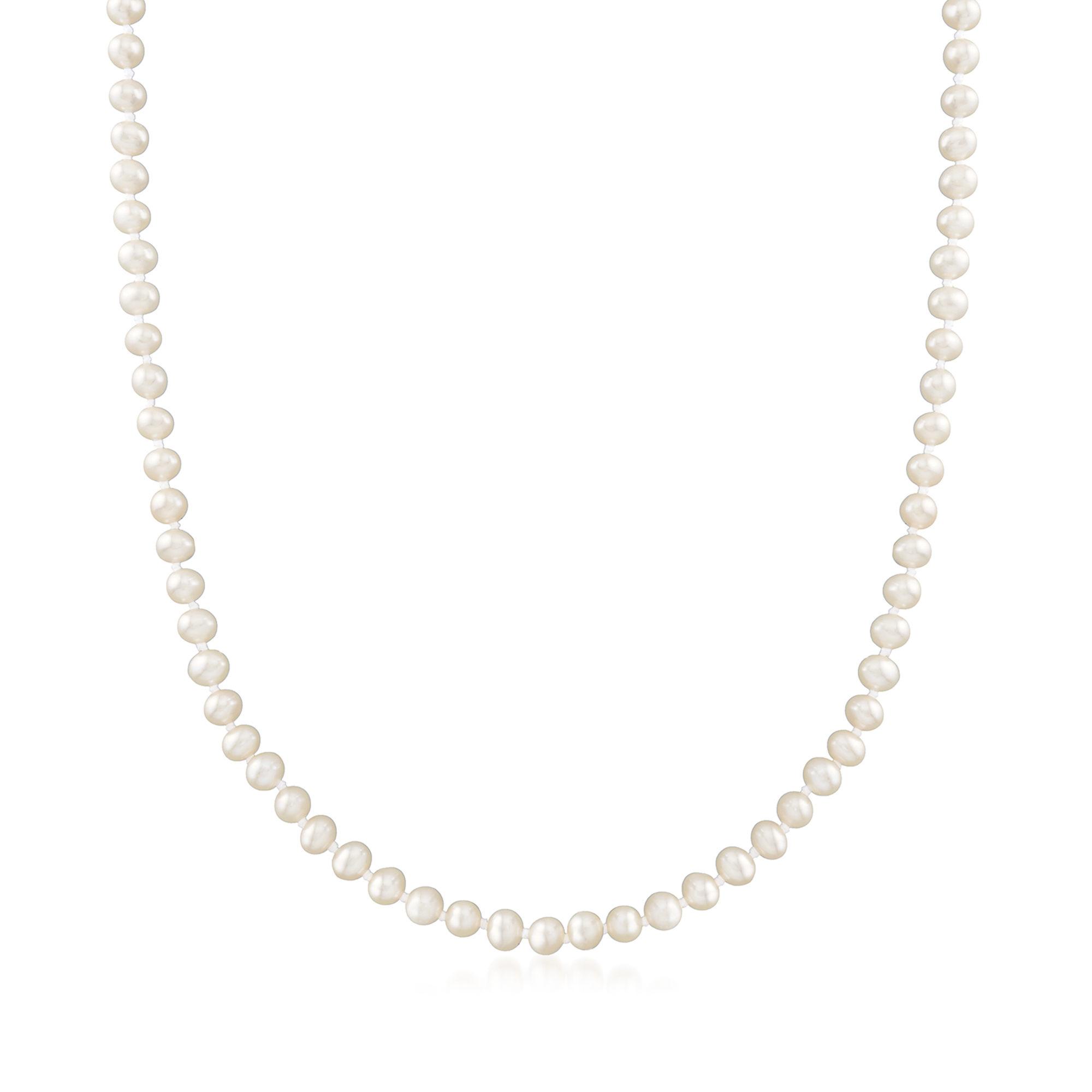 4-4.5mm Cultured Pearl Necklace in 14kt Yellow Gold | Ross Simons