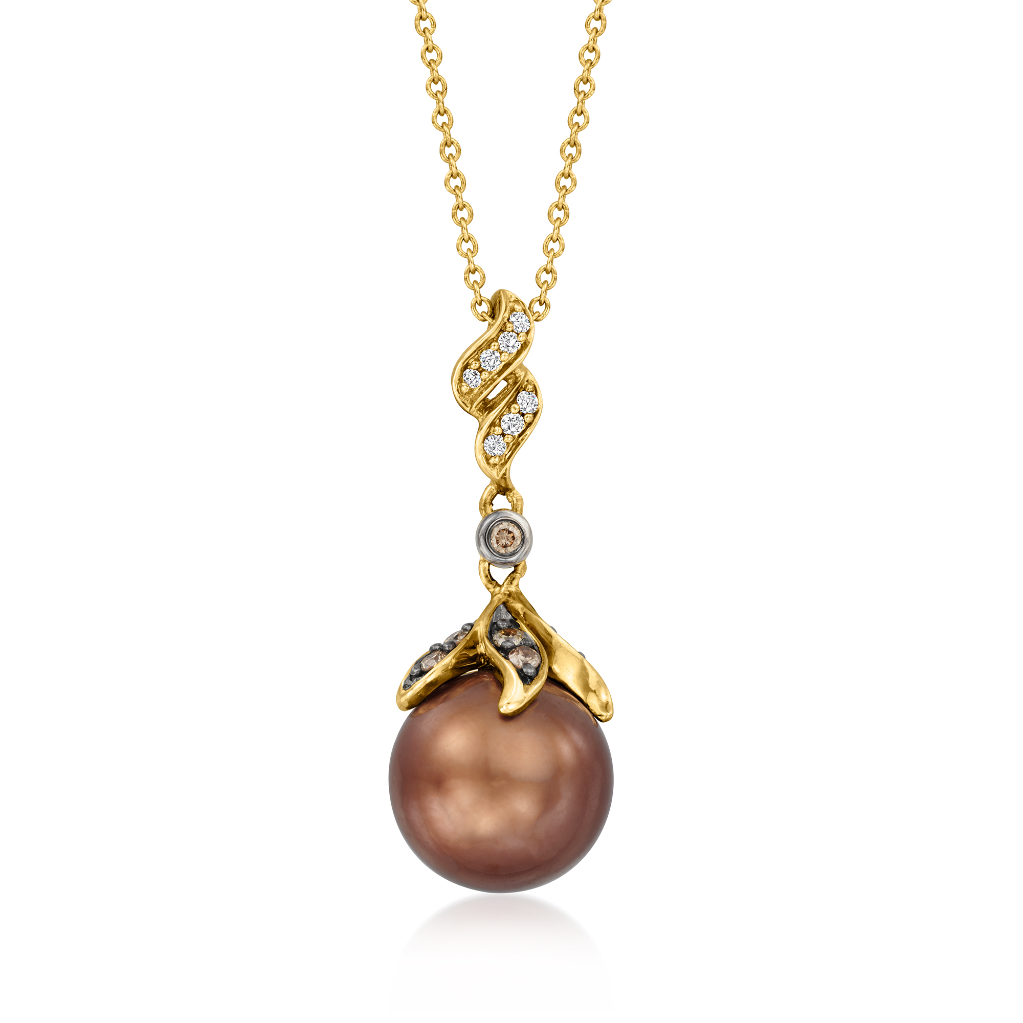 Le Vian 10mm Chocolate Pearl and .11 ct. t.w. Chocolate Diamond