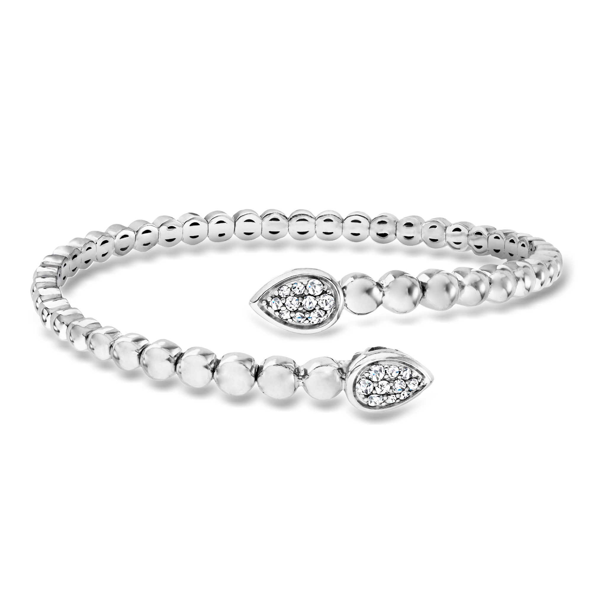 Gabriel Designs 20 ct tw White Sapphire Bypass Bead Bracelet in Sterling Silver 550$