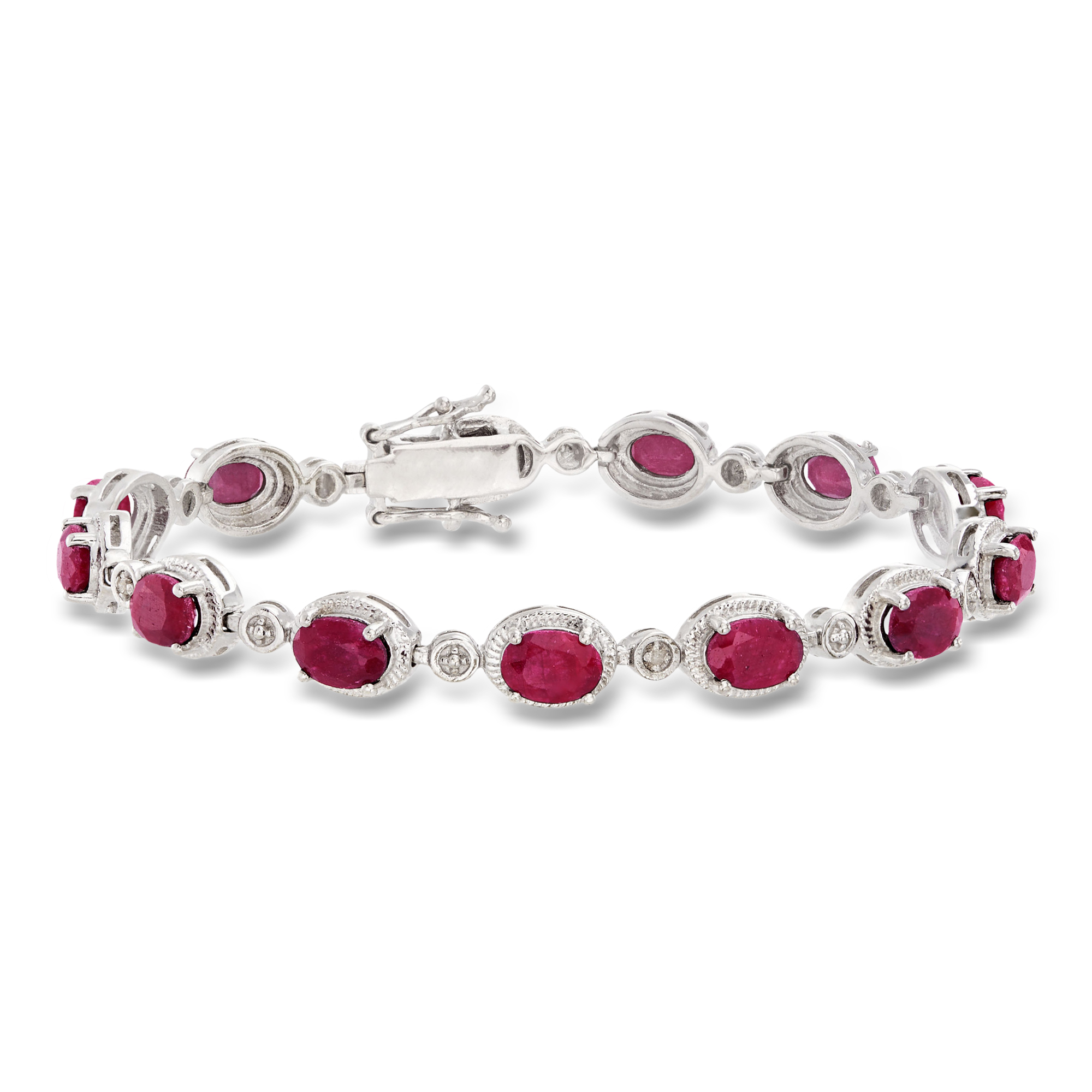 9.10 ct. t.w. Ruby Bracelet with Diamonds in Sterling Silver