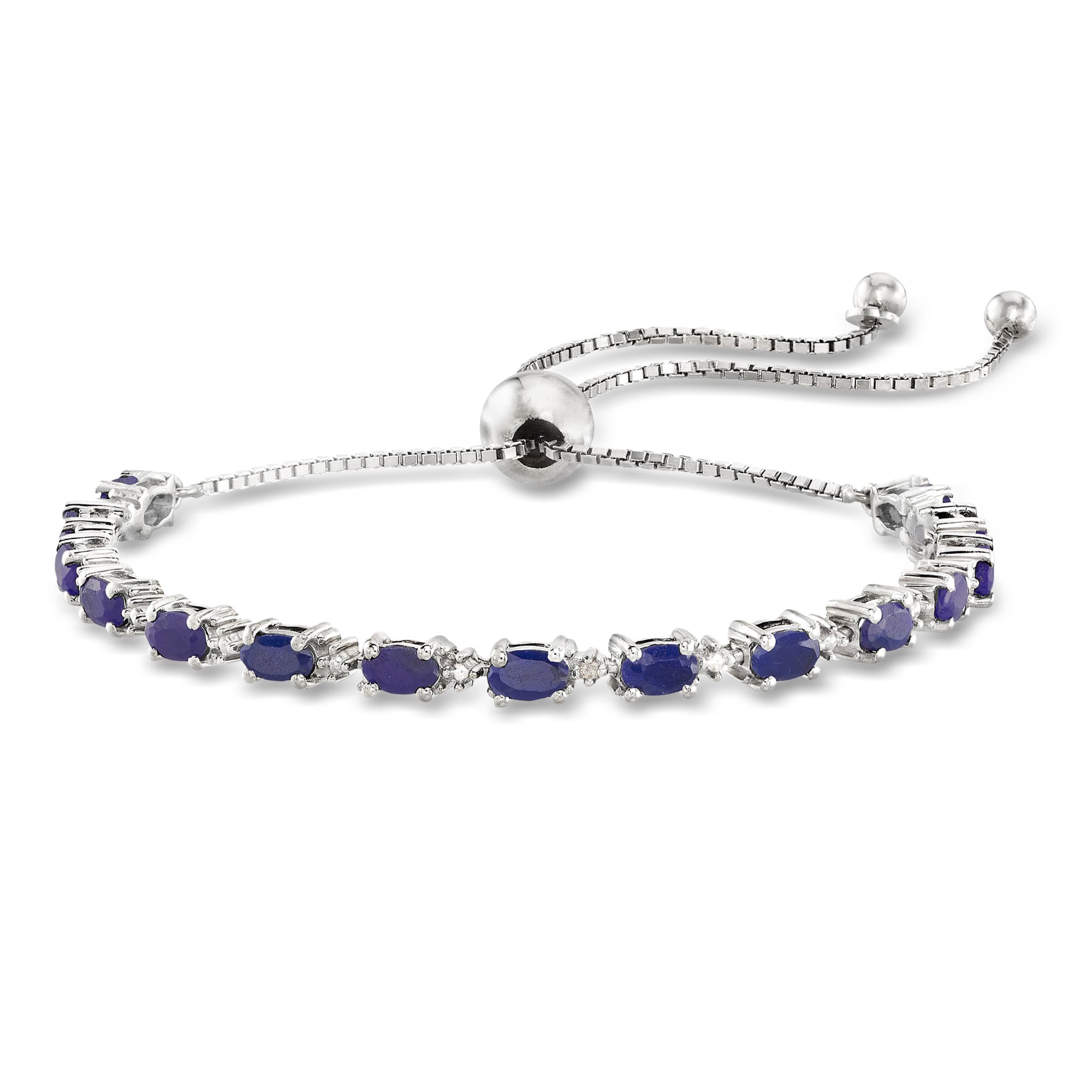 product photo of 4.50 ct. t.w. Sapphire Bolo Bracelet with Diamonds in Sterling Silver
