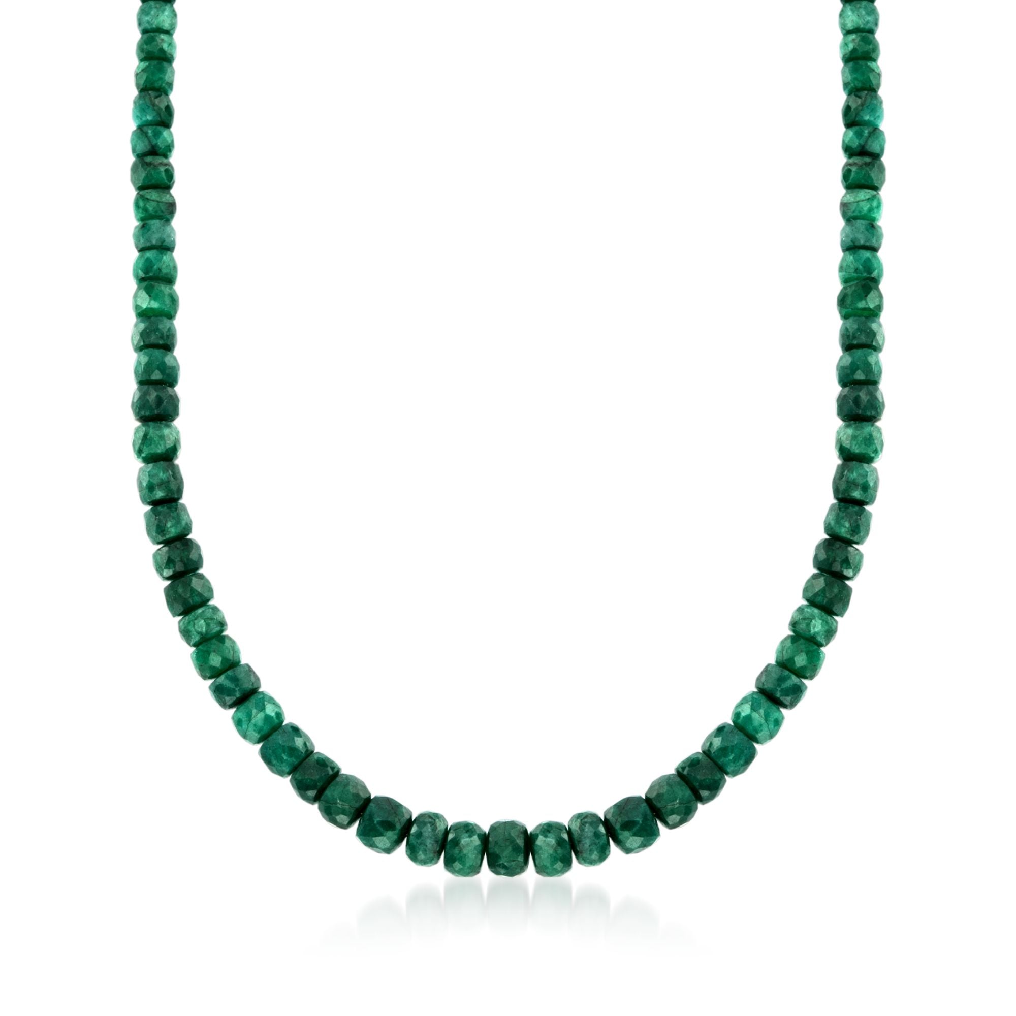 product photo of 90.00 ct. t.w. Emerald Bead Necklace with Sterling Silver