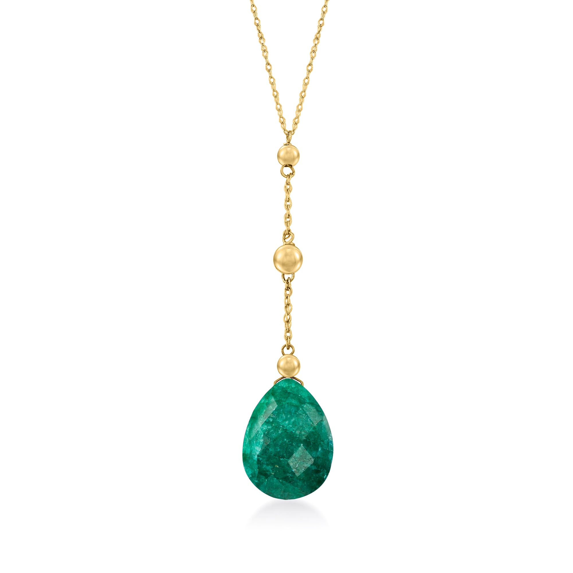 product photo of 10.00 Carat Emerald Y-Necklace in 14kt Yellow Gold