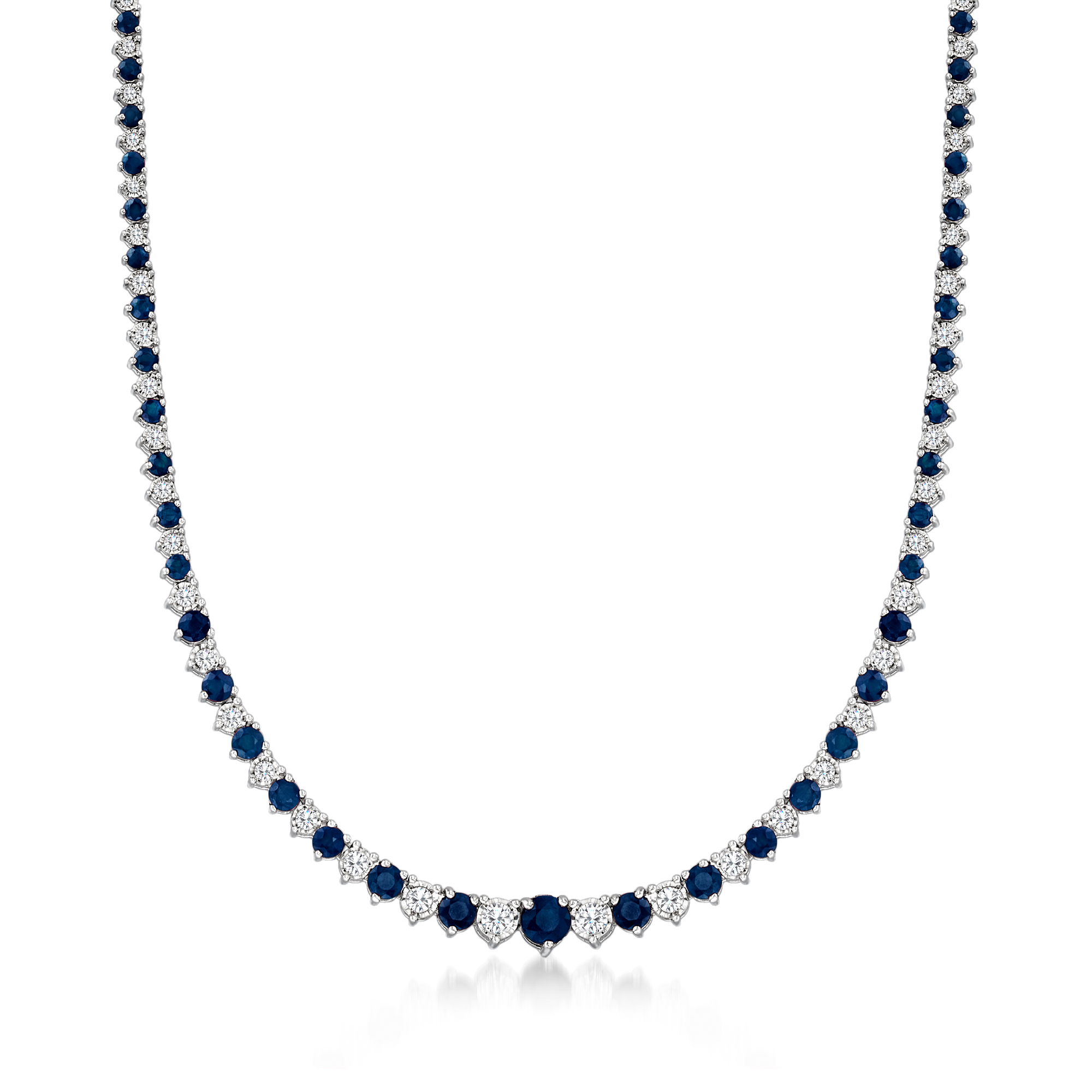 8.00 ct. t.w. Sapphire and 1.50 ct. t.w. Diamond Tennis Necklace