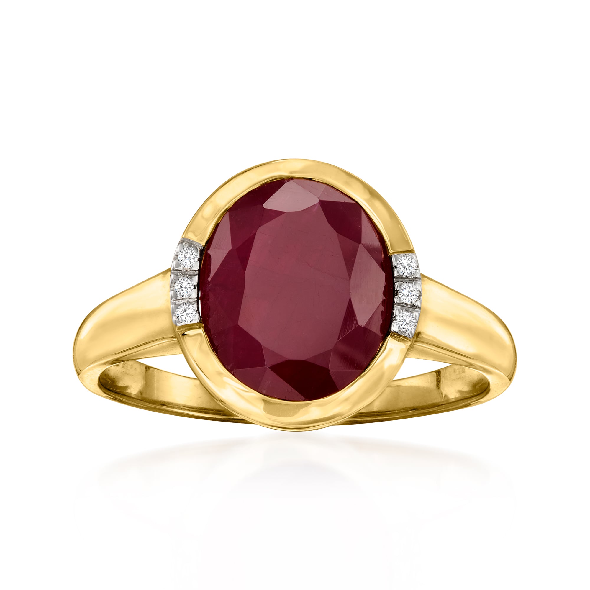 product photo of 5.00 Carat Ruby Ring with Diamonds in 14kt Yellow Gold