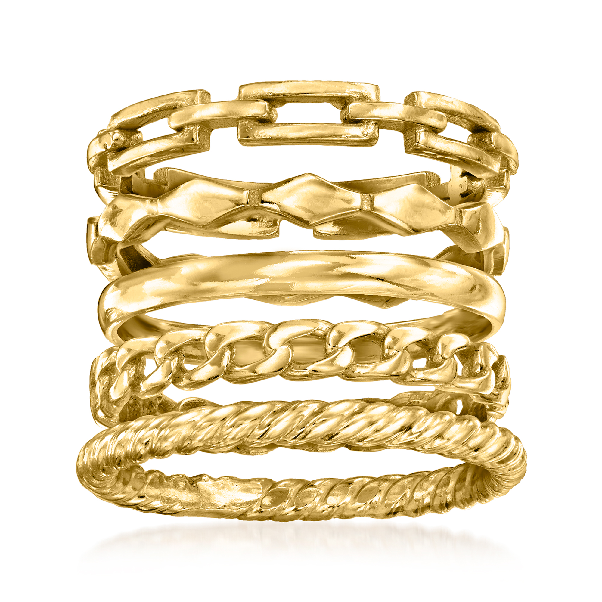 18kt Gold Over Sterling Jewelry Set: Five Stackable Rings | Ross