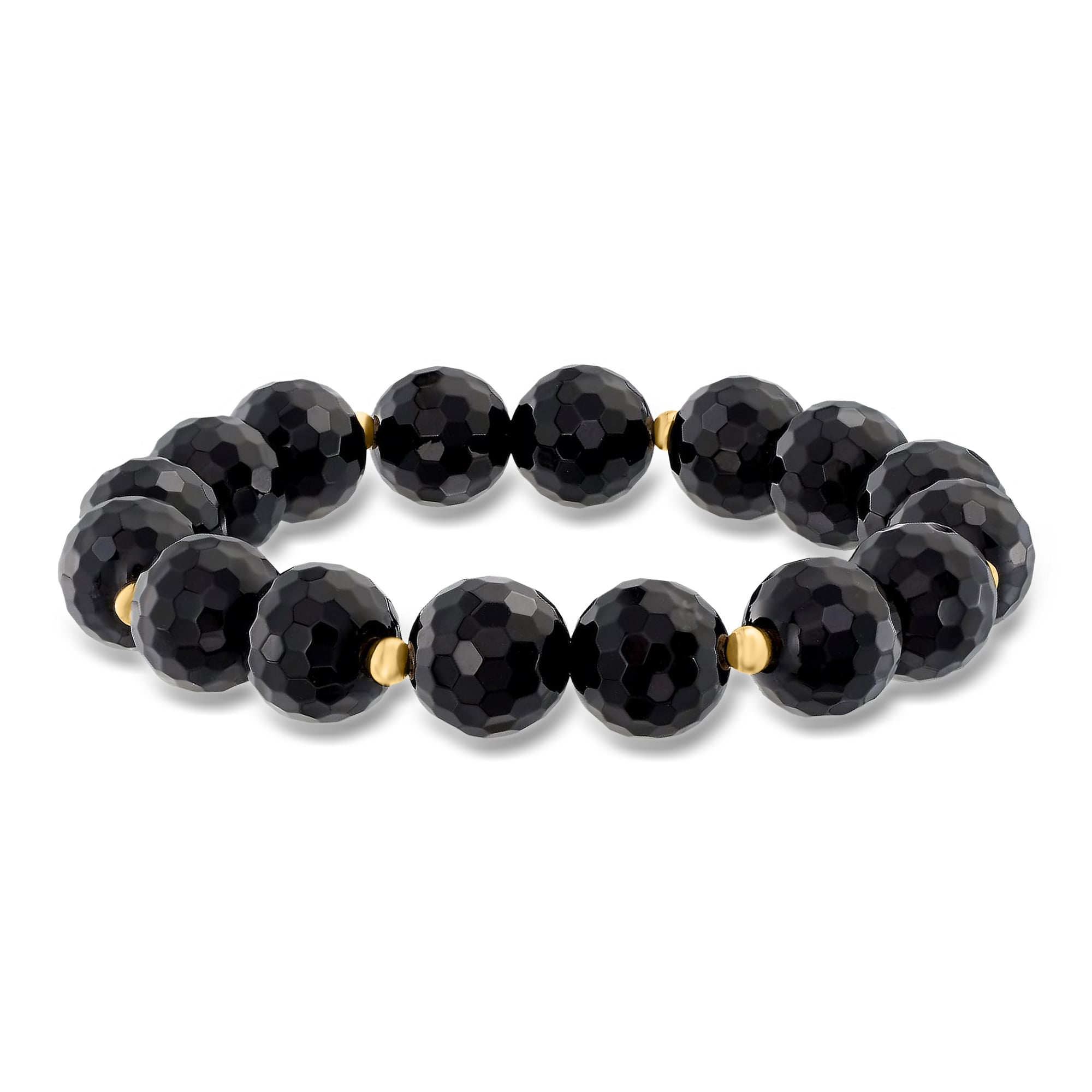 product photo of 10-11mm Onyx Bead Stretch Bracelet with 14kt Yellow Gold