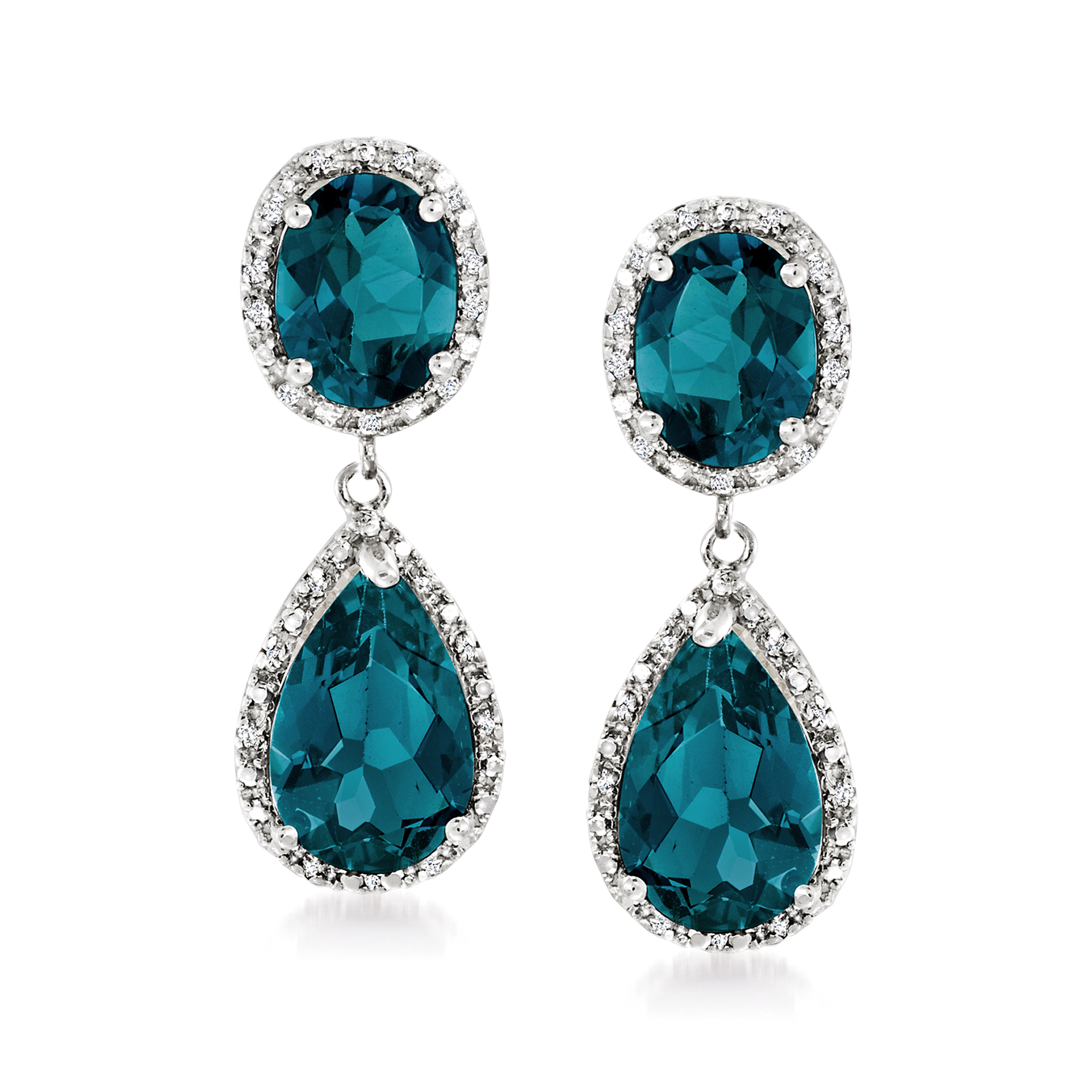 11.00 ct. t.w. London Blue Topaz and .14 ct. t.w. Diamond Drop