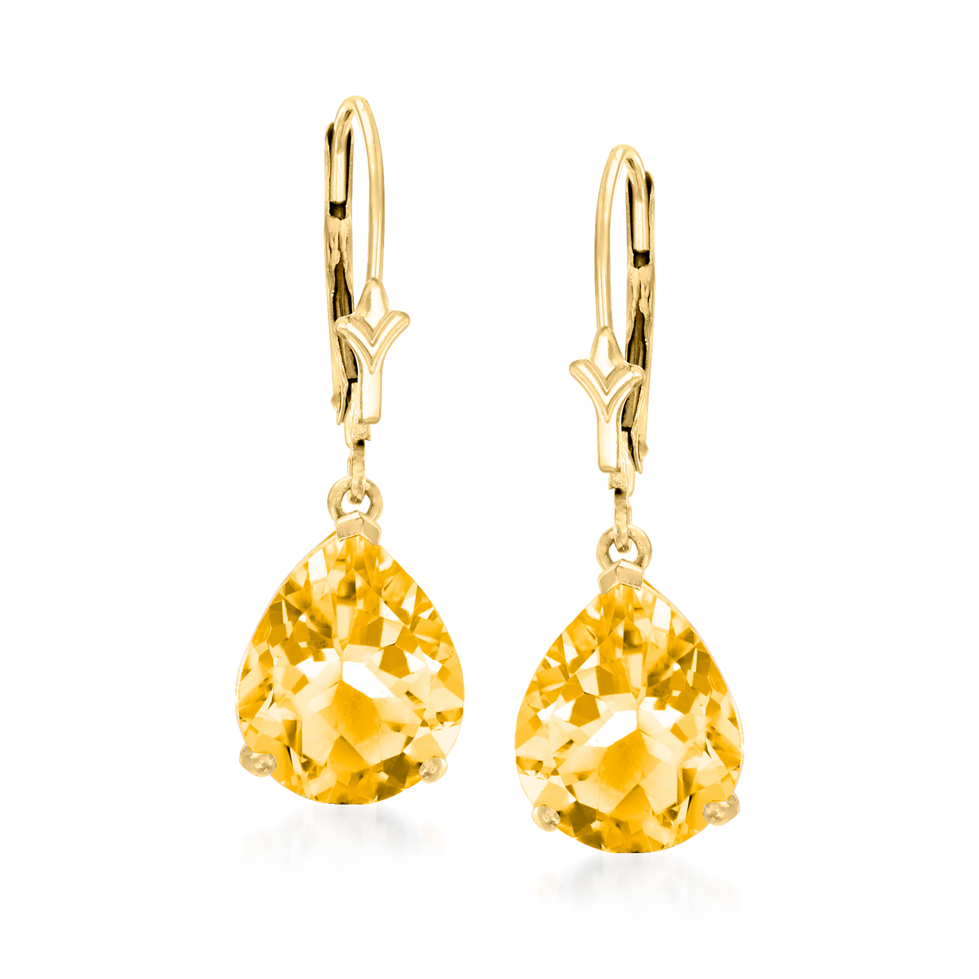 6.00 ct. t.w. Pear-Shaped Citrine Drop Earrings in 14kt Yellow