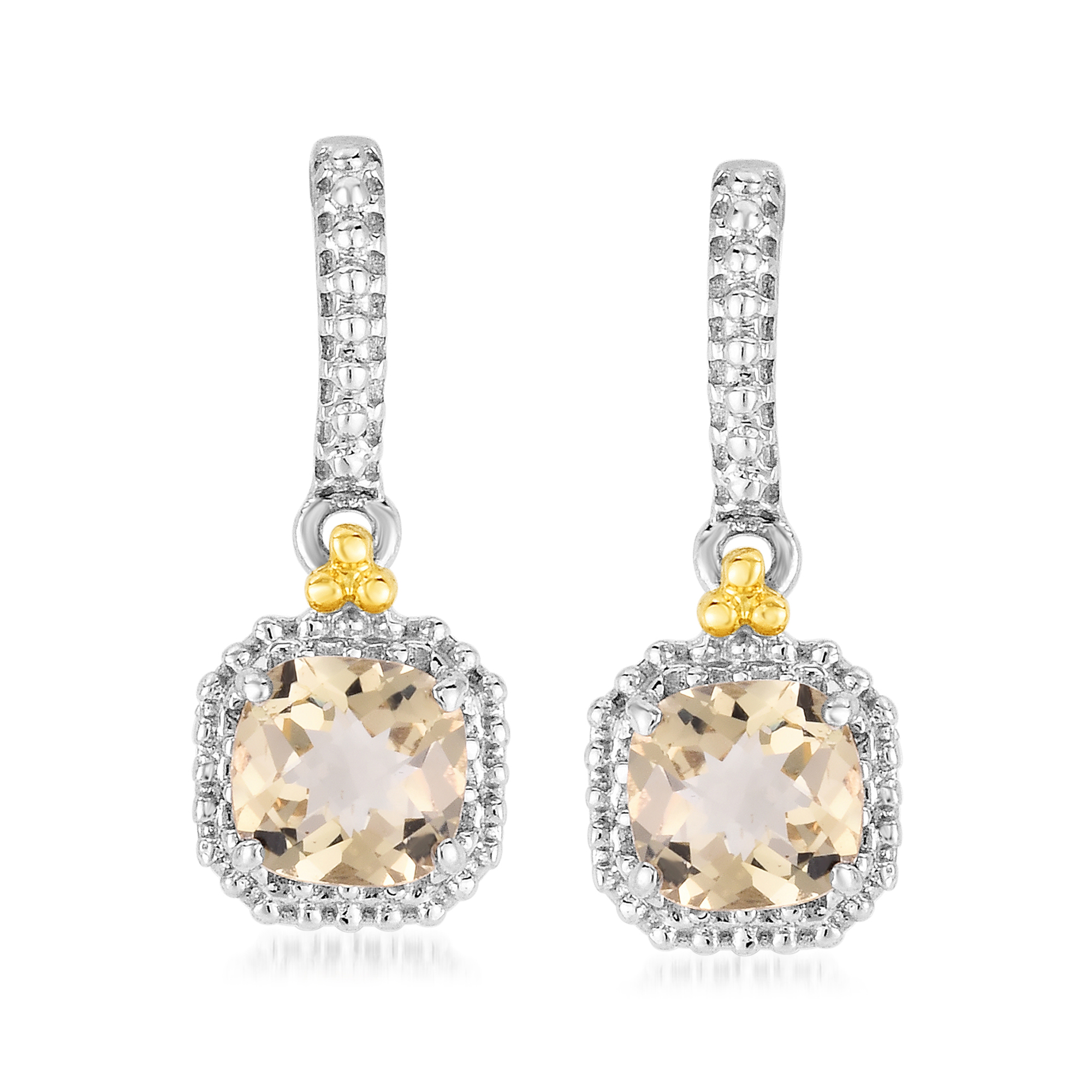 Phillip Gavriel Italian Cable 72 ct tw Yellow Quartz Drop Earrings in Sterling Silver with 18kt Yellow Gold 140$