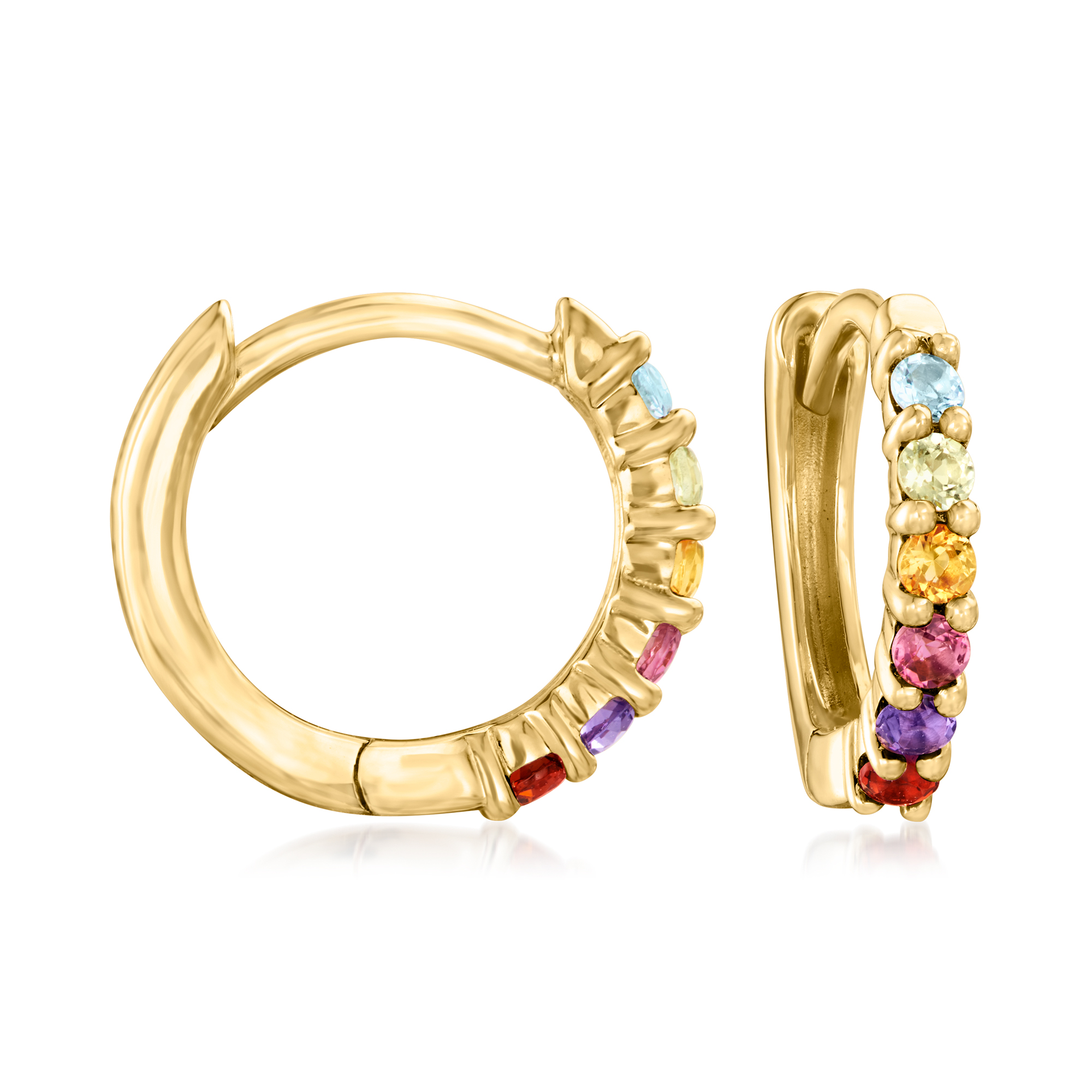 Gabriel Designs 25 ct tw Multi-Gemstone Huggie Hoop Earrings in 14kt Yellow Gold 440$