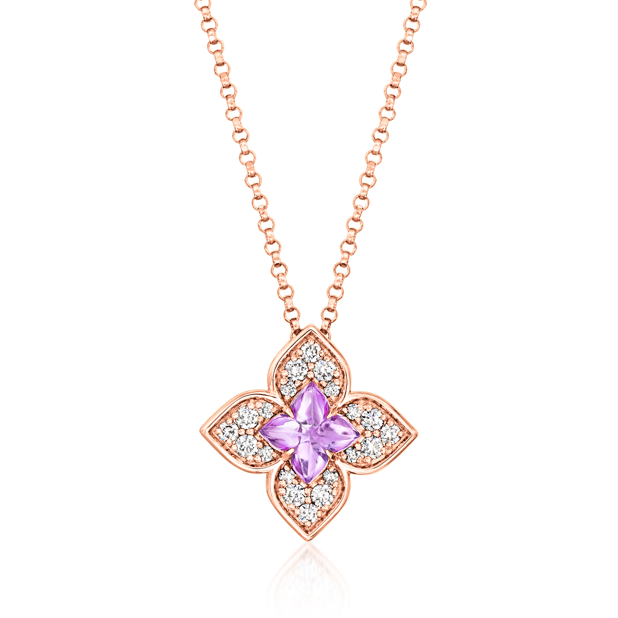 Roberto Coin Venetian Princess 40 Carat Amethyst and 17 ct tw Diamond Necklace in 18kt Rose Gold 3690$