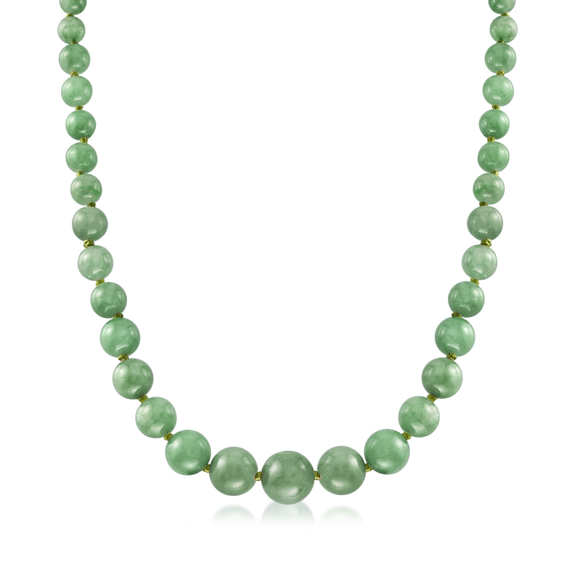 6-13mm Jade Bead Graduated Necklace with 14kt Yellow Gold | Ross